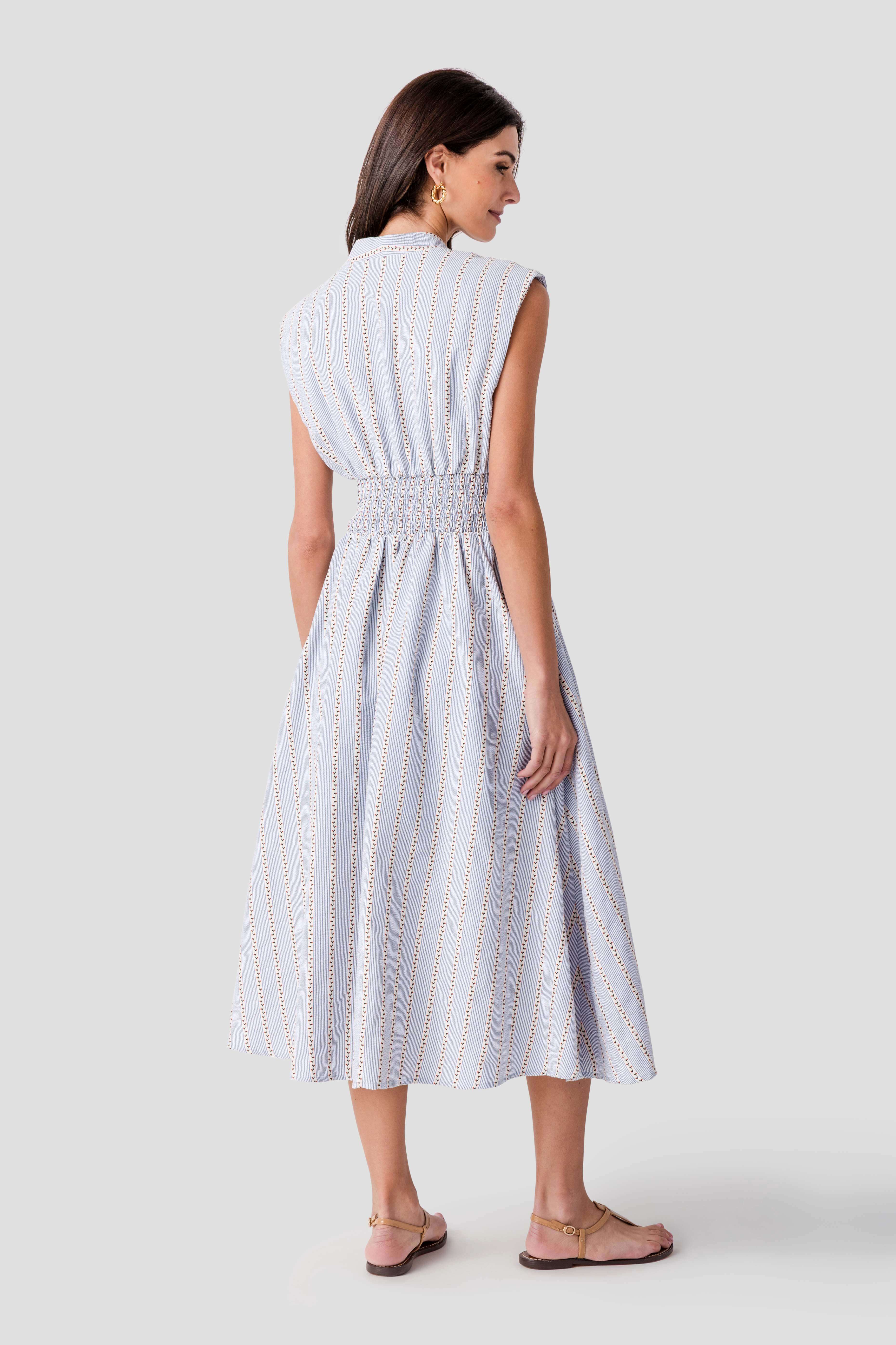 THML Rosette Cinched Waist Midi Dress