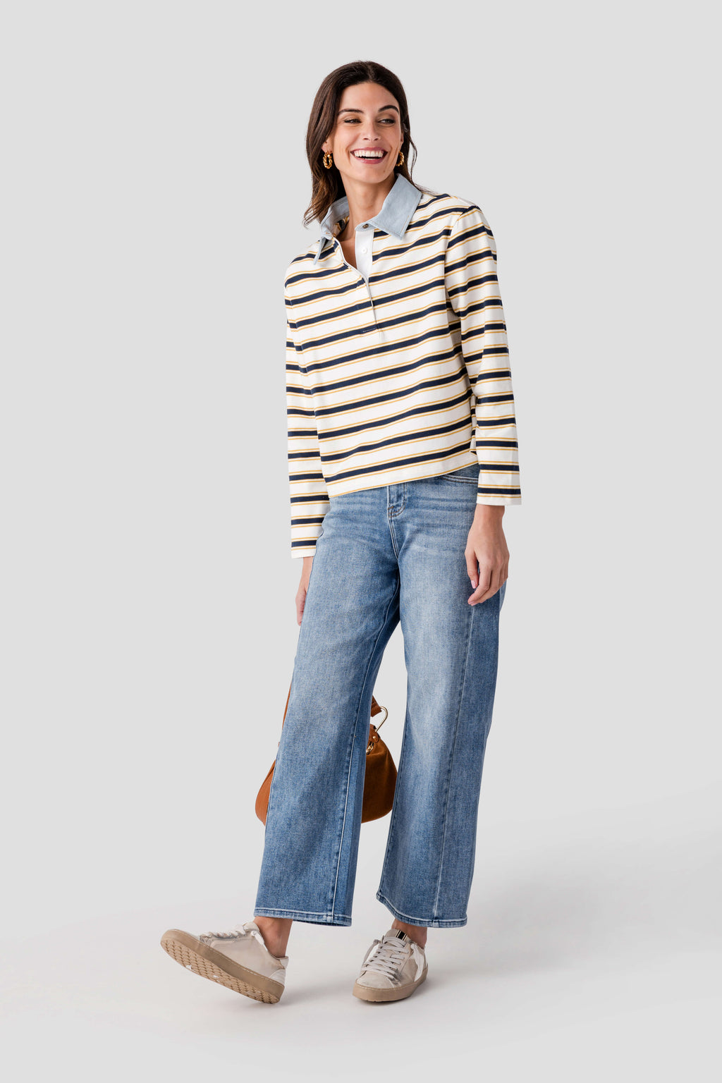 RD Style Nadine Denim Polo Top