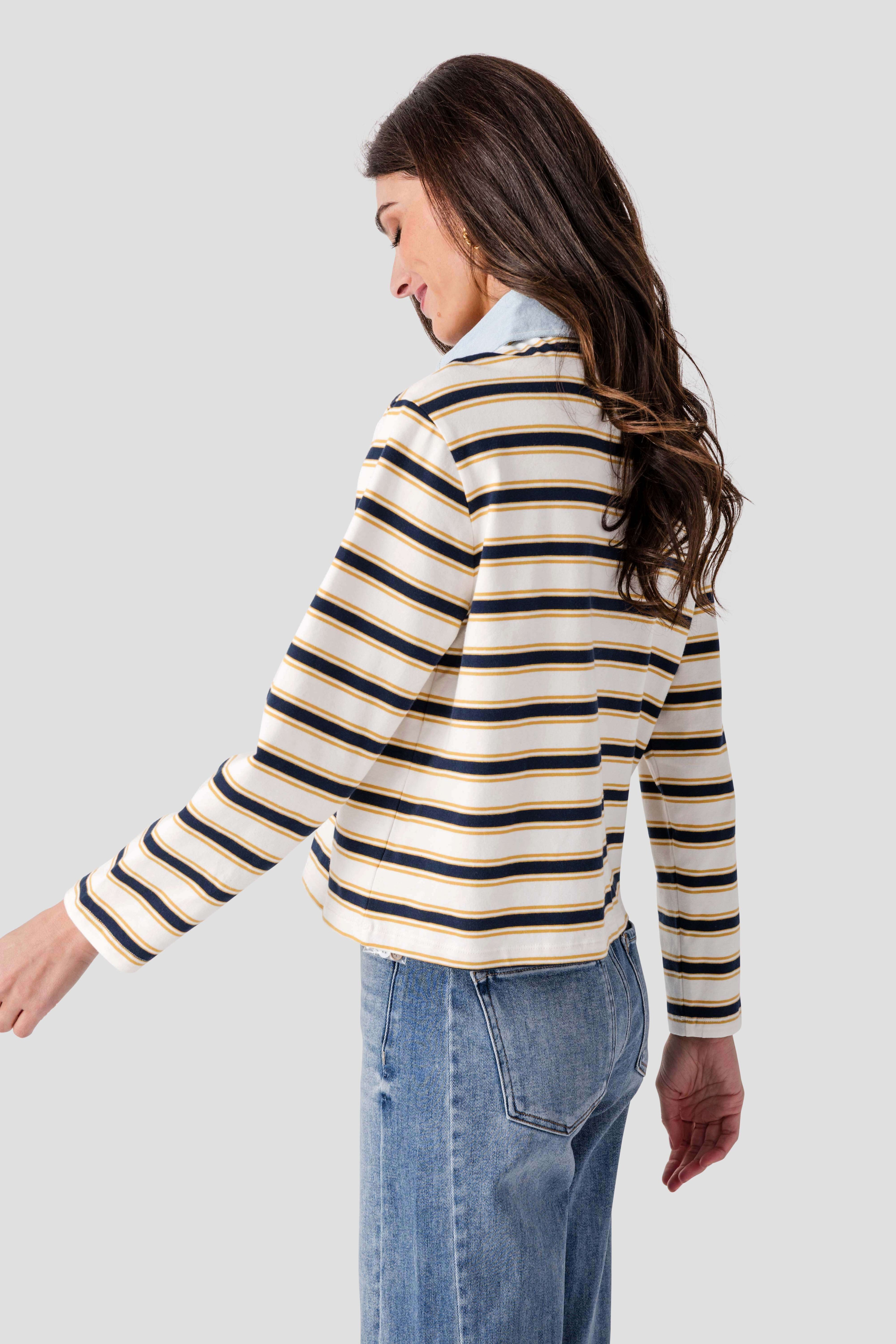 RD Style Nadine Denim Polo Top