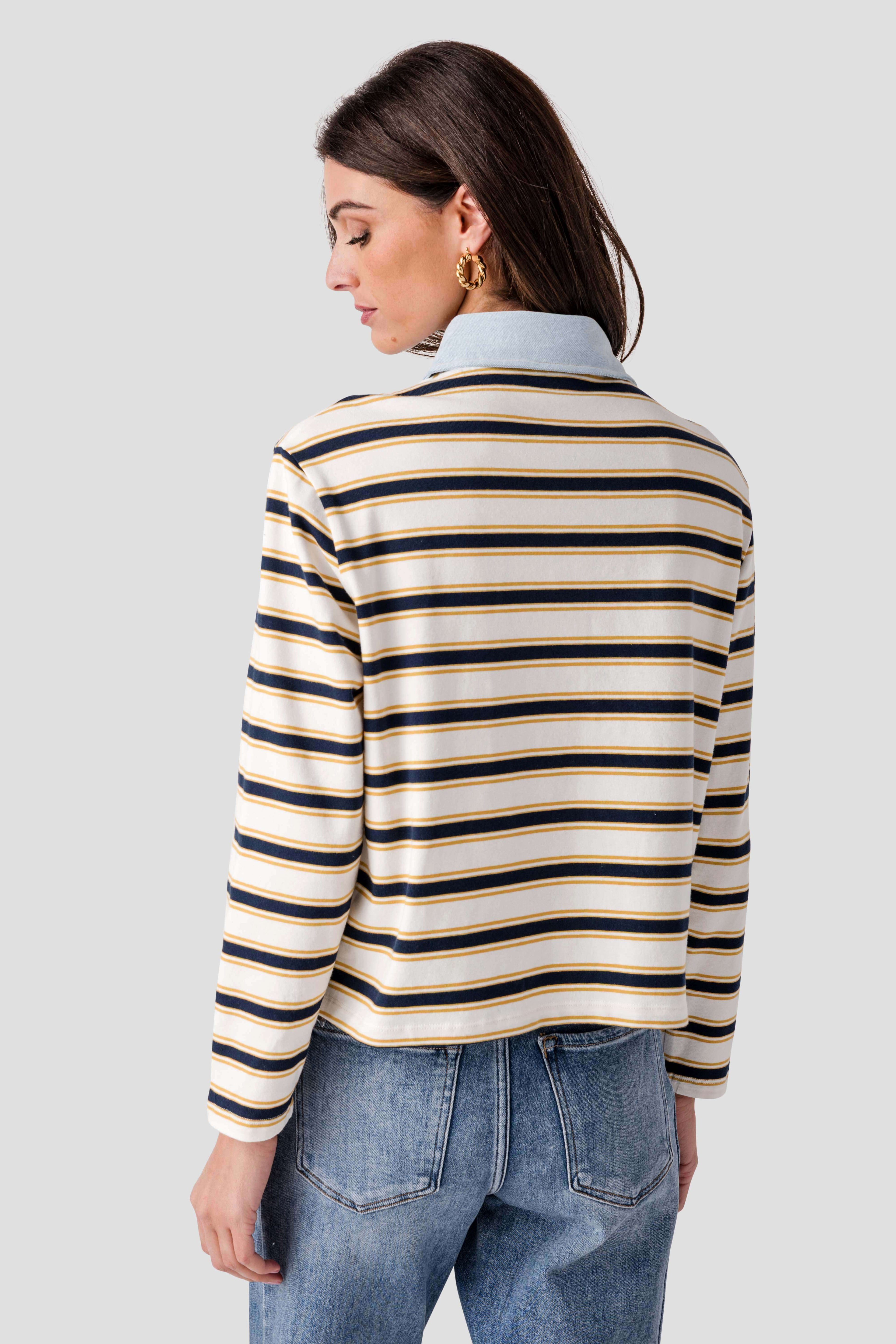 RD Style Nadine Denim Polo Top