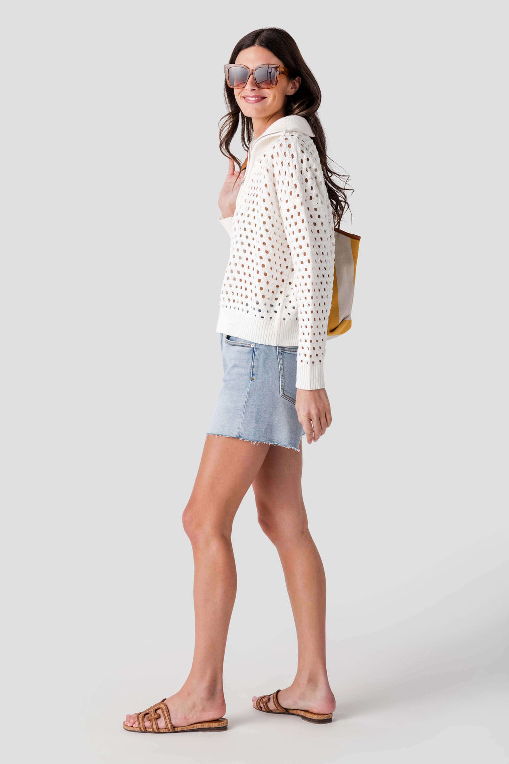 Elan Crochet 1/4 Zip Sweater
