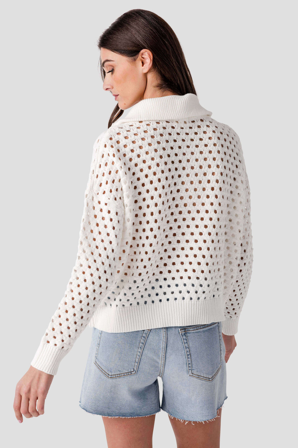 Elan Crochet 1/4 Zip Sweater