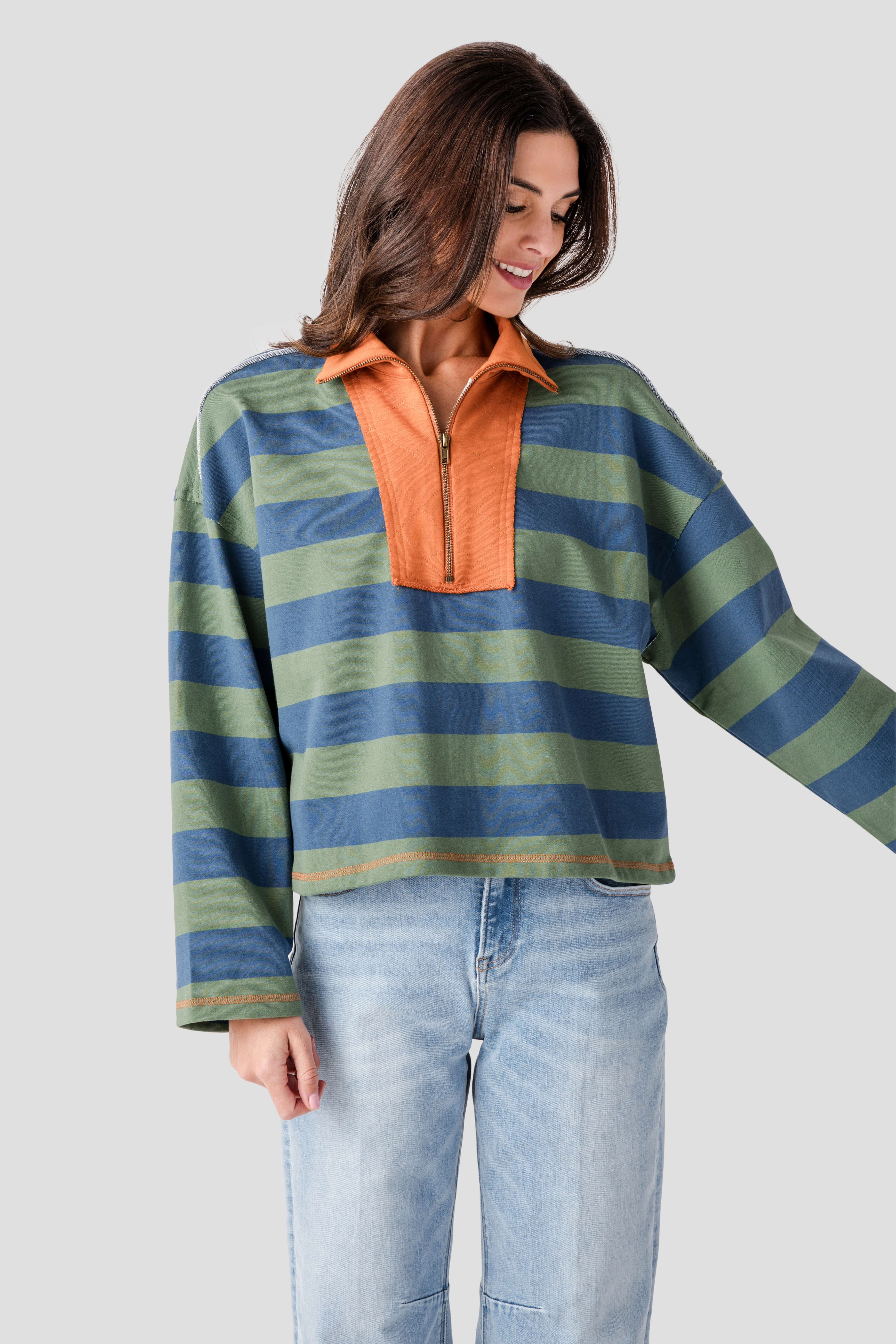 Buttermelon Striped 1/4 Zip Sweatshirt