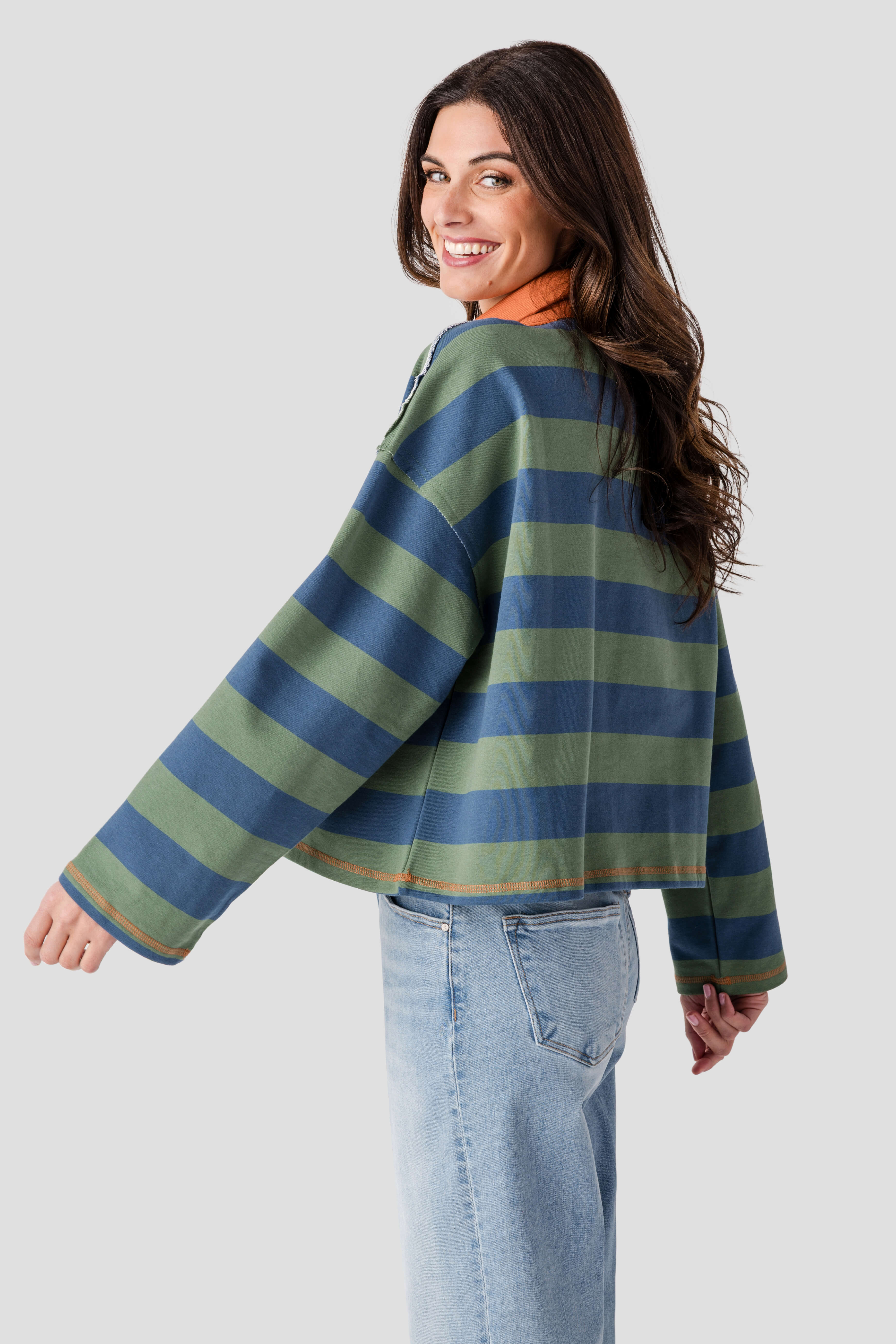 Buttermelon Striped 1/4 Zip Sweatshirt