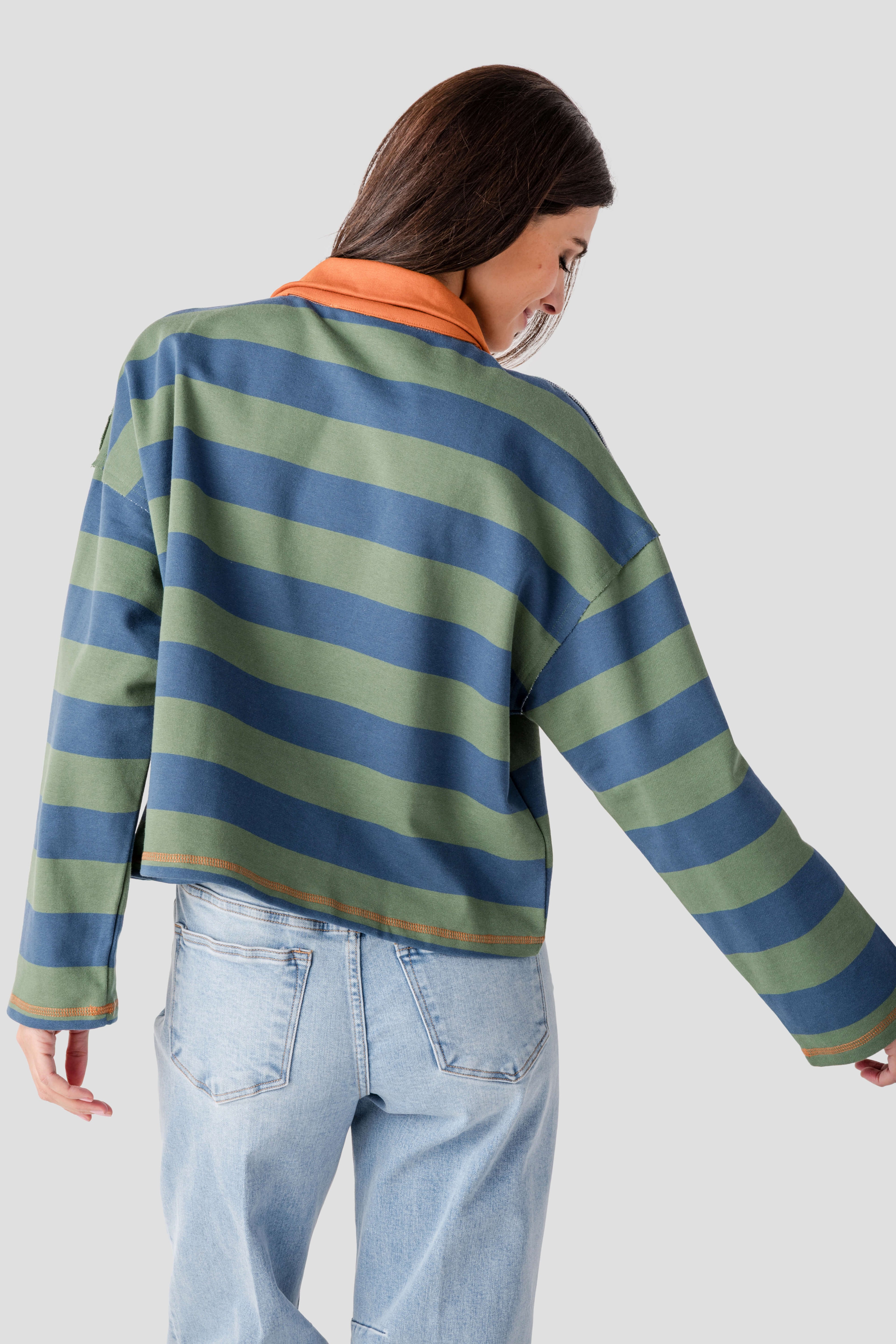 Buttermelon Striped 1/4 Zip Sweatshirt