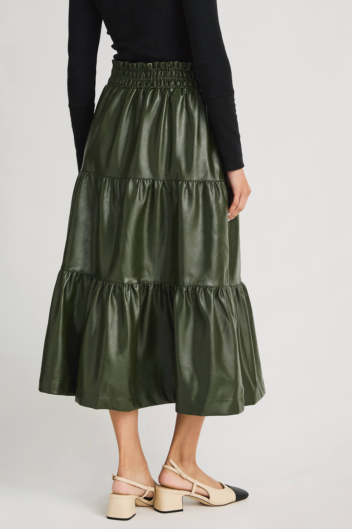 Fate Faux Leather Tiered Skirt