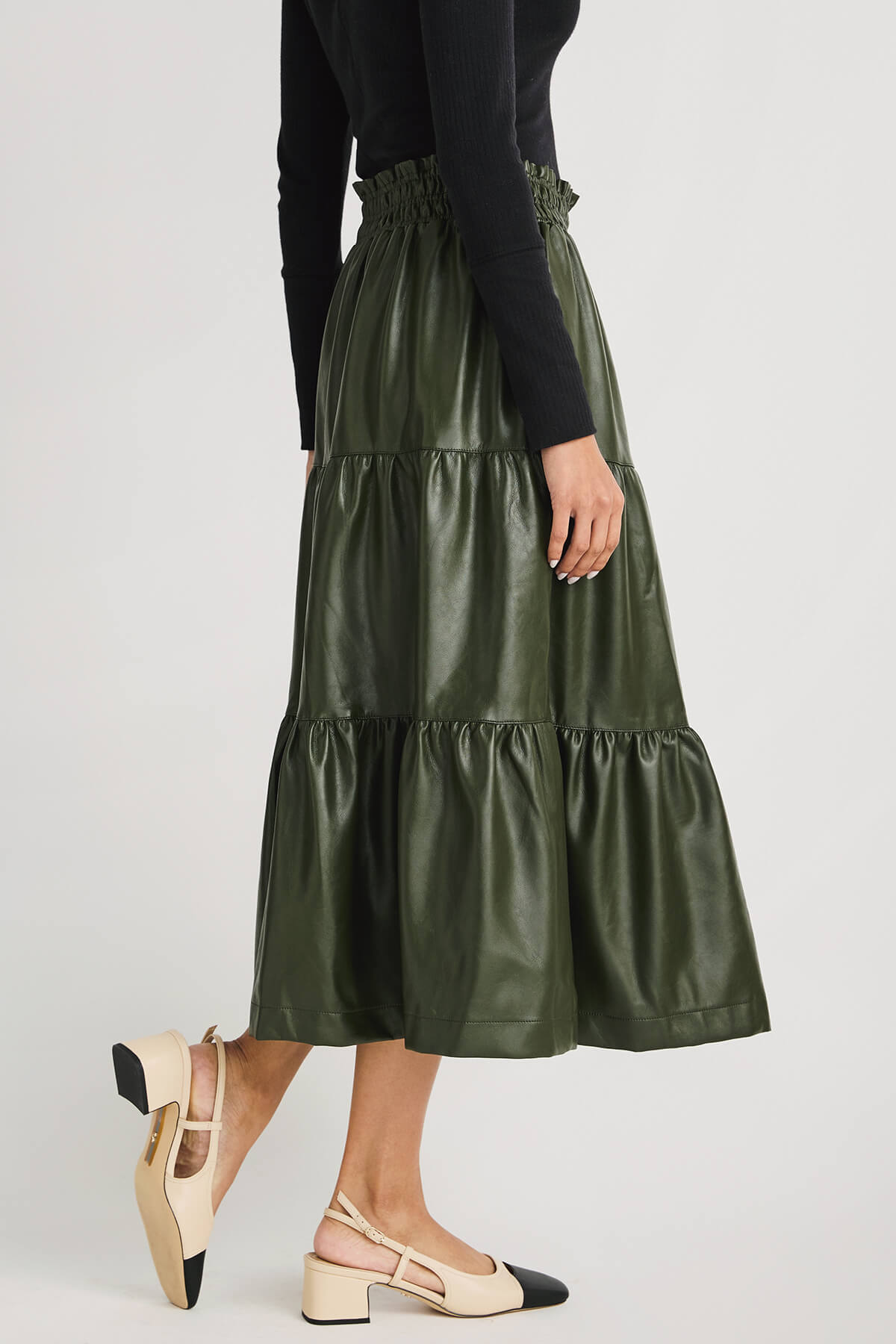 Fate Faux Leather Tiered Skirt