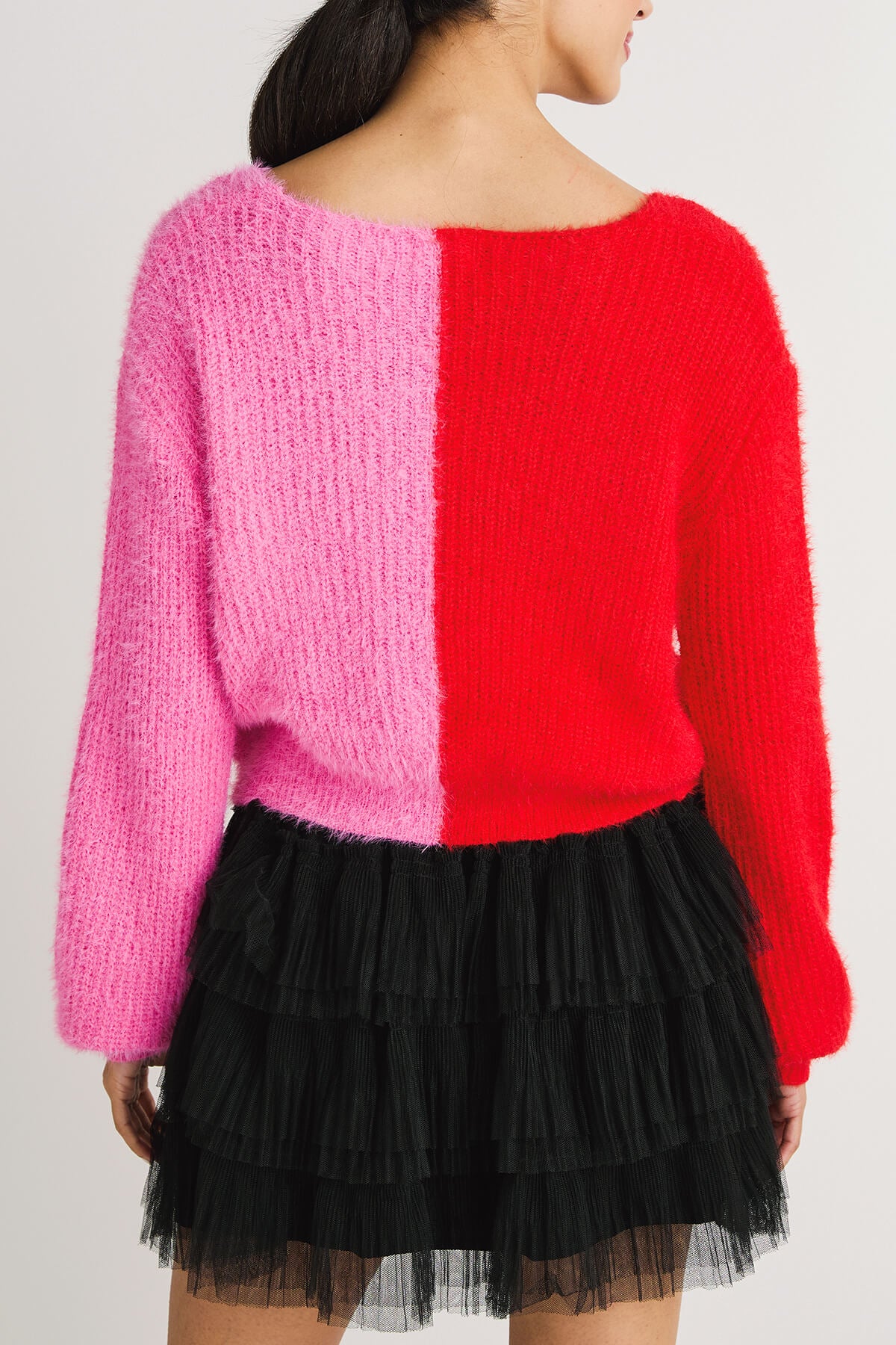 Fate Colorblock Twist Front Sweater