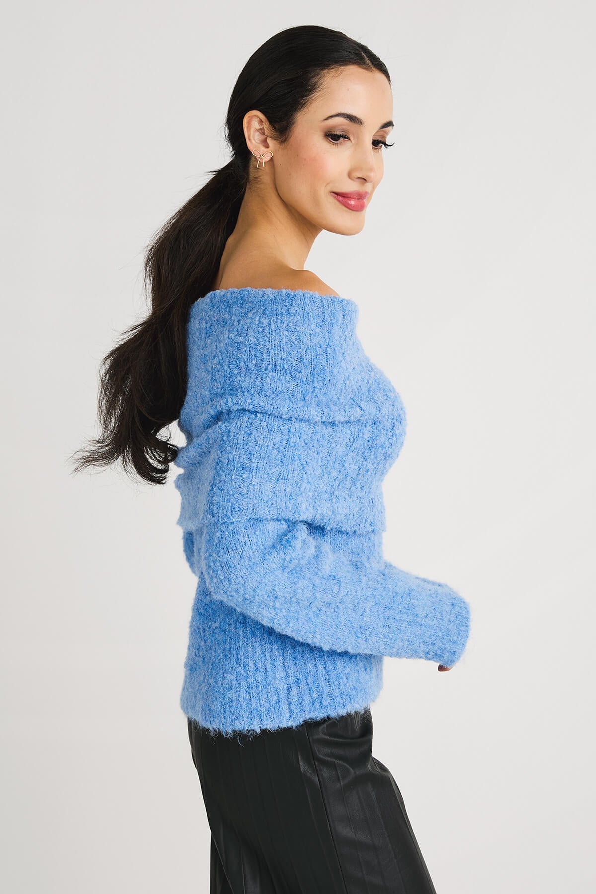 Moon River Long Sleeve Off The Shoulder Sweater Top