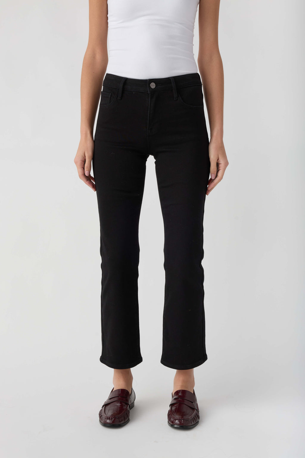 Risen Solid Black Baby Bootcut Ankle Length Jeans