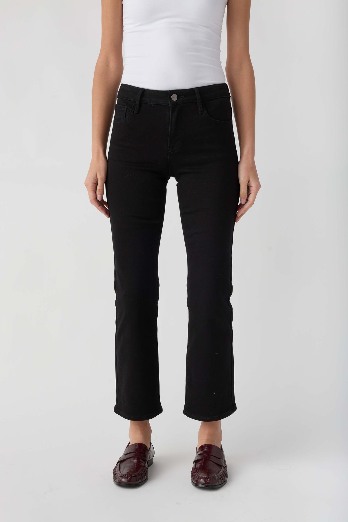 Risen Solid Black Baby Bootcut Ankle Length Jeans