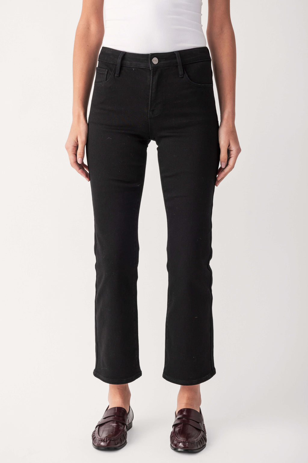 Risen Solid Black Baby Bootcut Ankle Length Jeans
