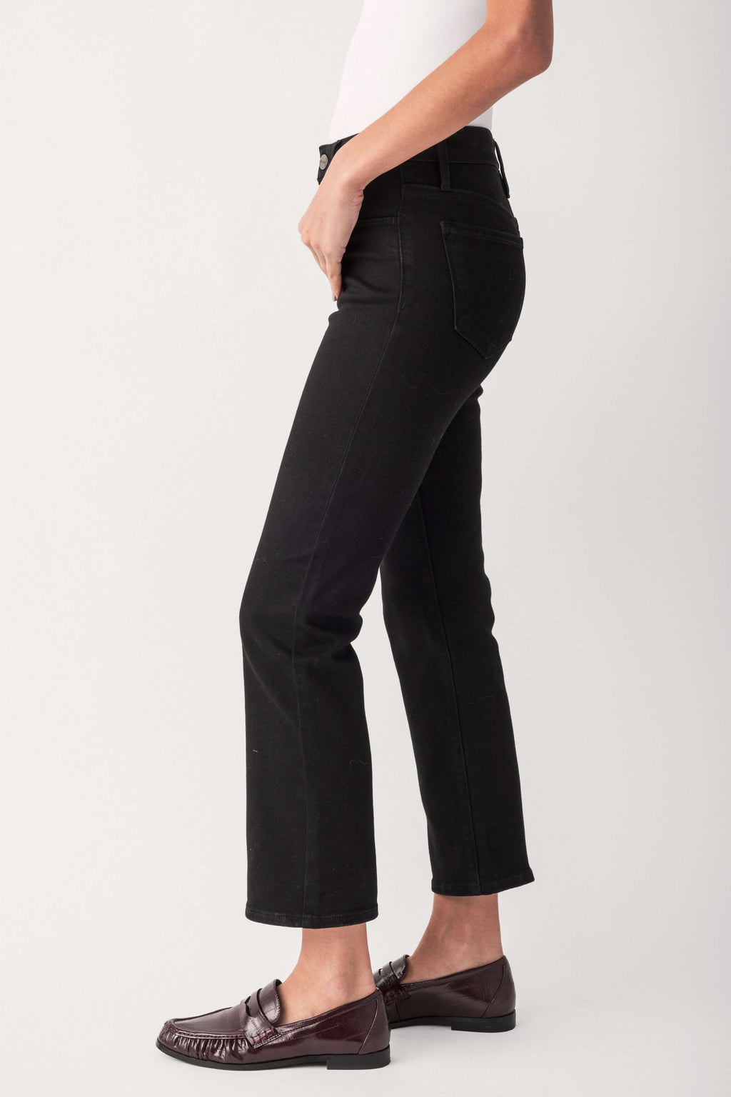 Risen Solid Black Baby Bootcut Ankle Length Jeans