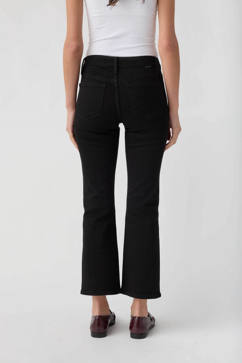 Risen Solid Black Baby Bootcut Ankle Length Jeans