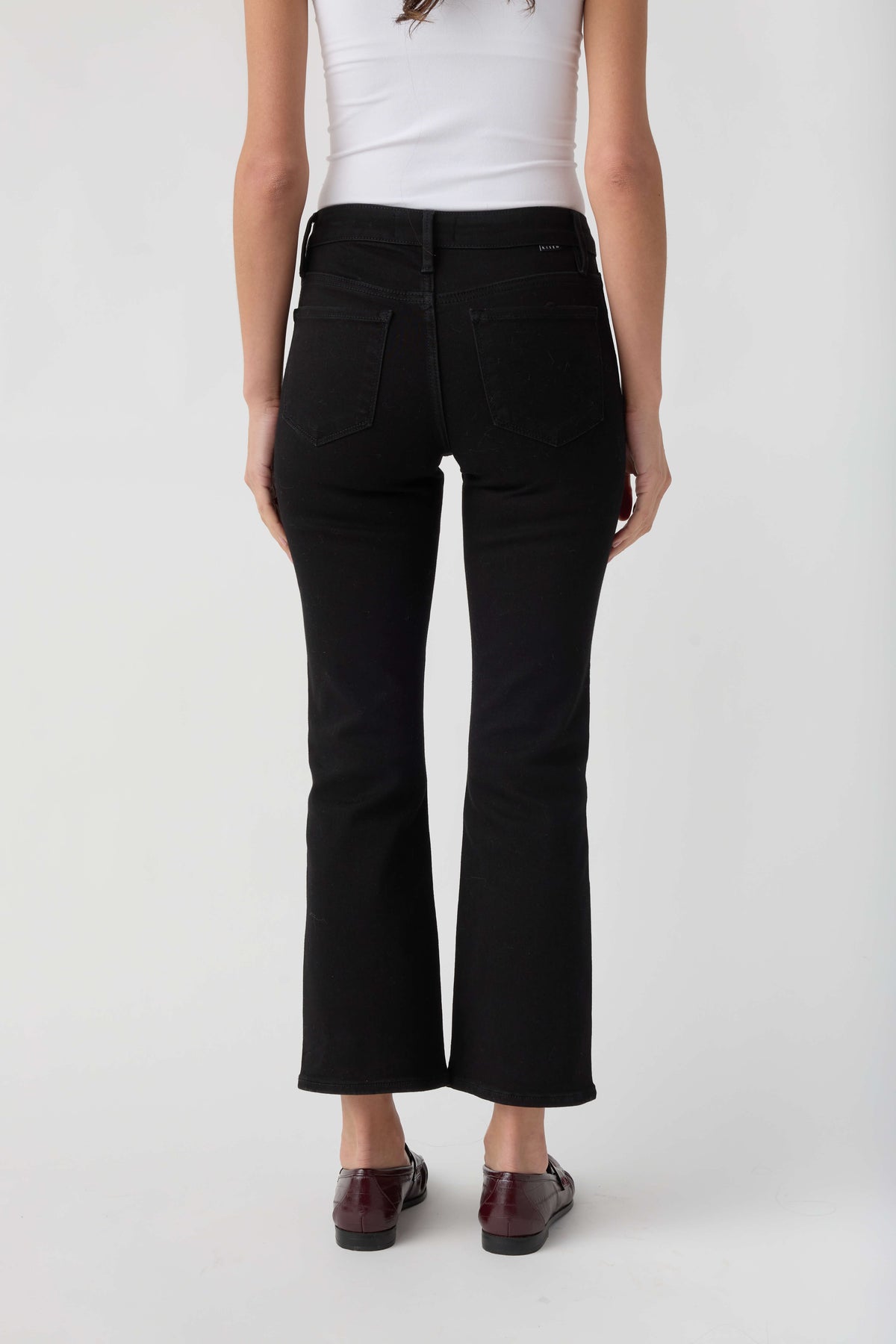 Risen Solid Black Baby Bootcut Ankle Length Jeans