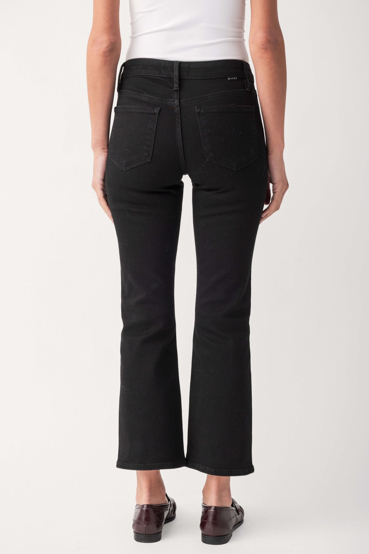 Risen Solid Black Baby Bootcut Ankle Length Jeans