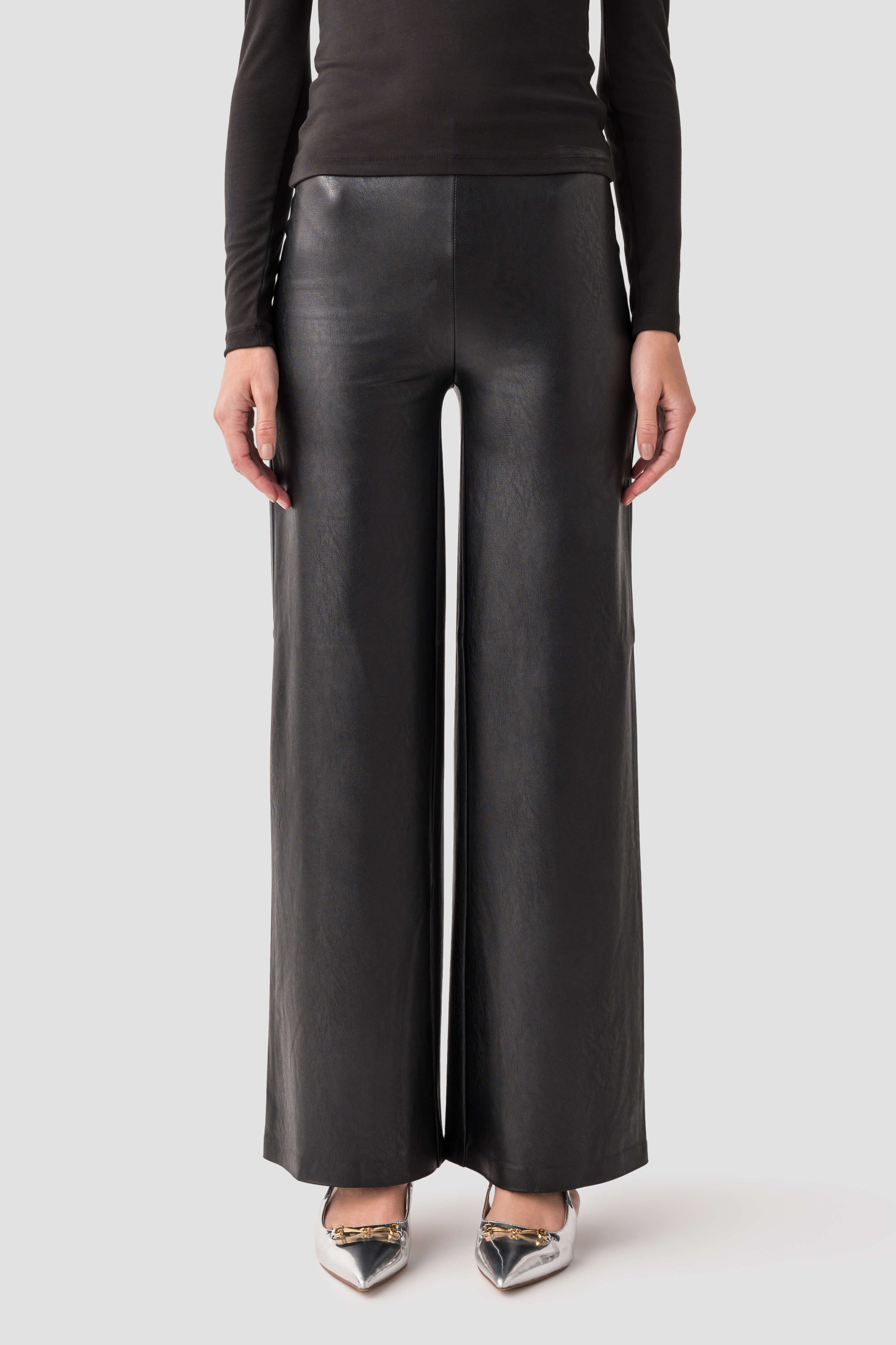RD Style Wide Leg Leather Leggings