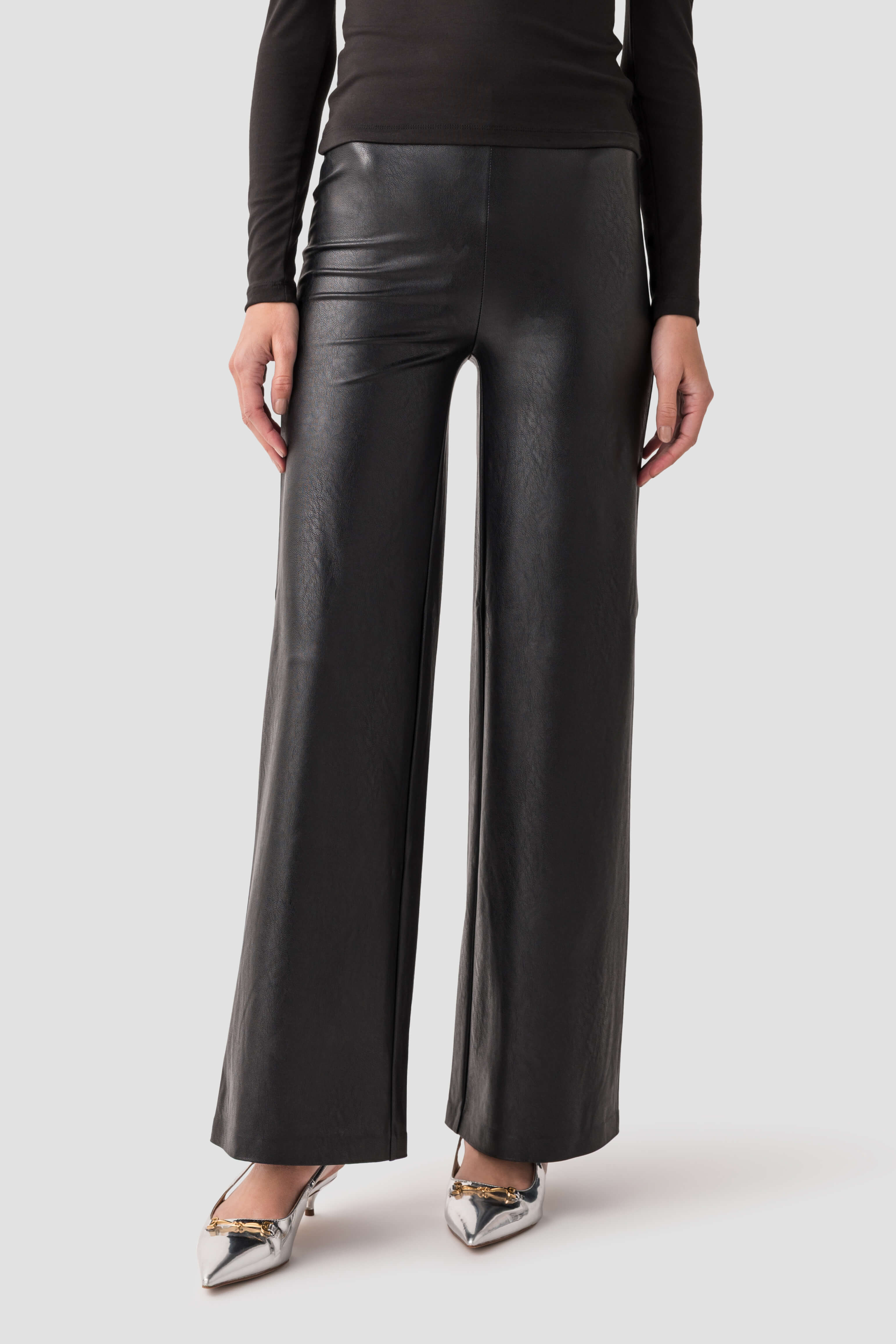 RD Style Wide Leg Leather Leggings
