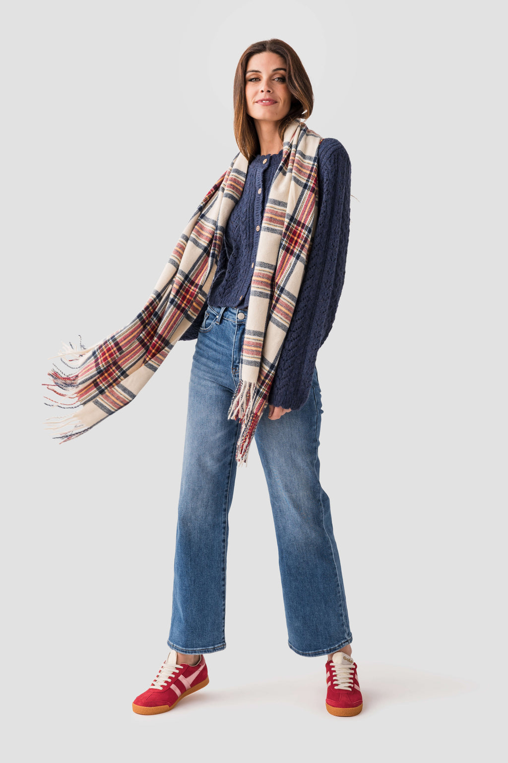 Miou Muse Button Front Cable Knit Cardigan