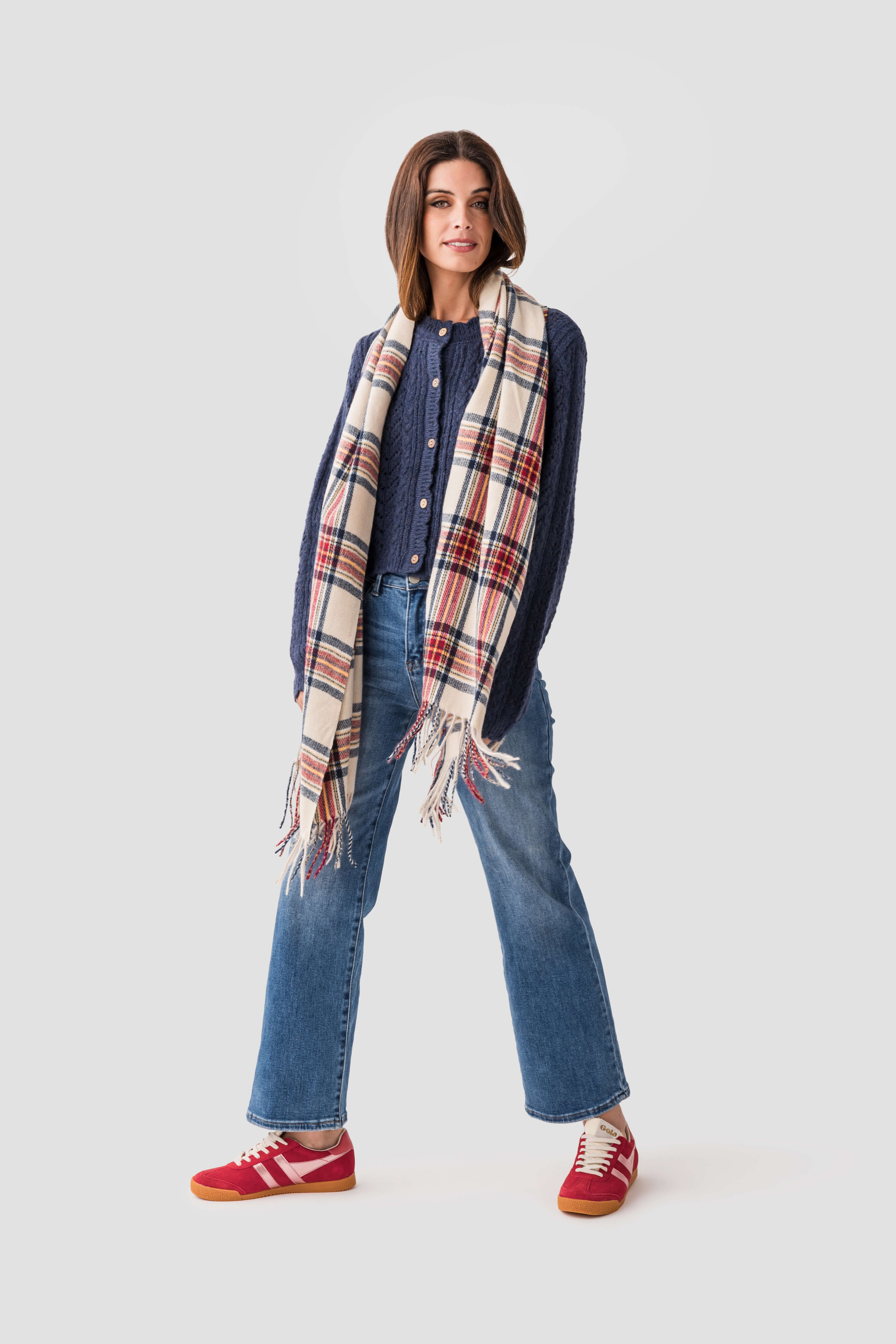 Miou Muse Button Front Cable Knit Cardigan