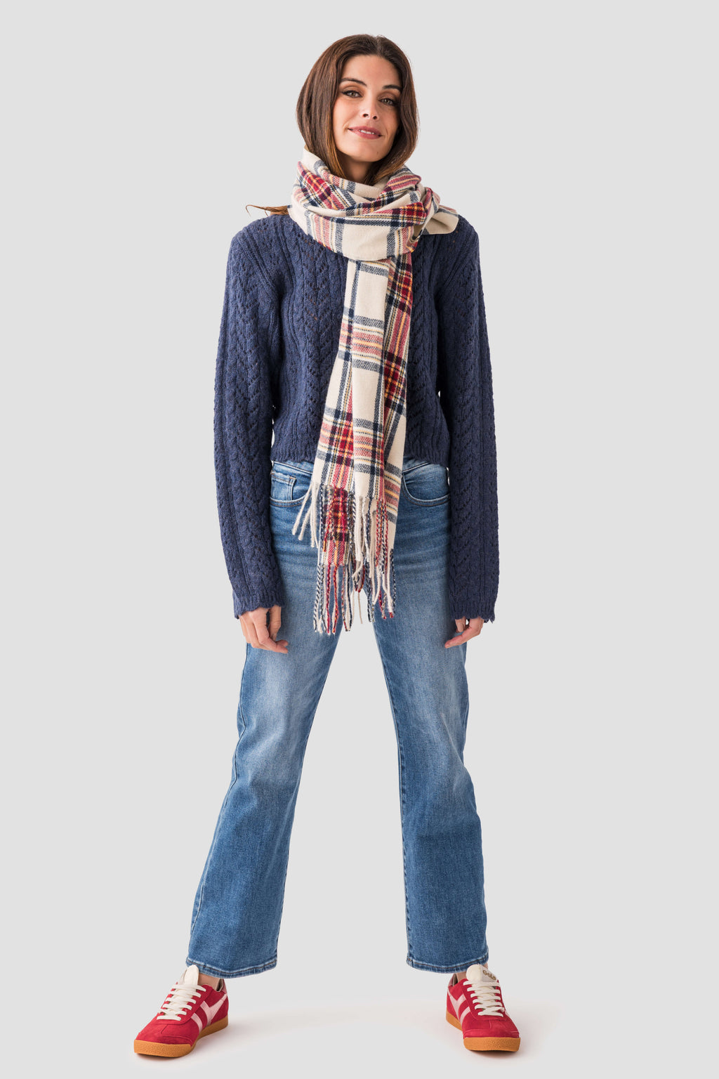 Miou Muse Button Front Cable Knit Cardigan