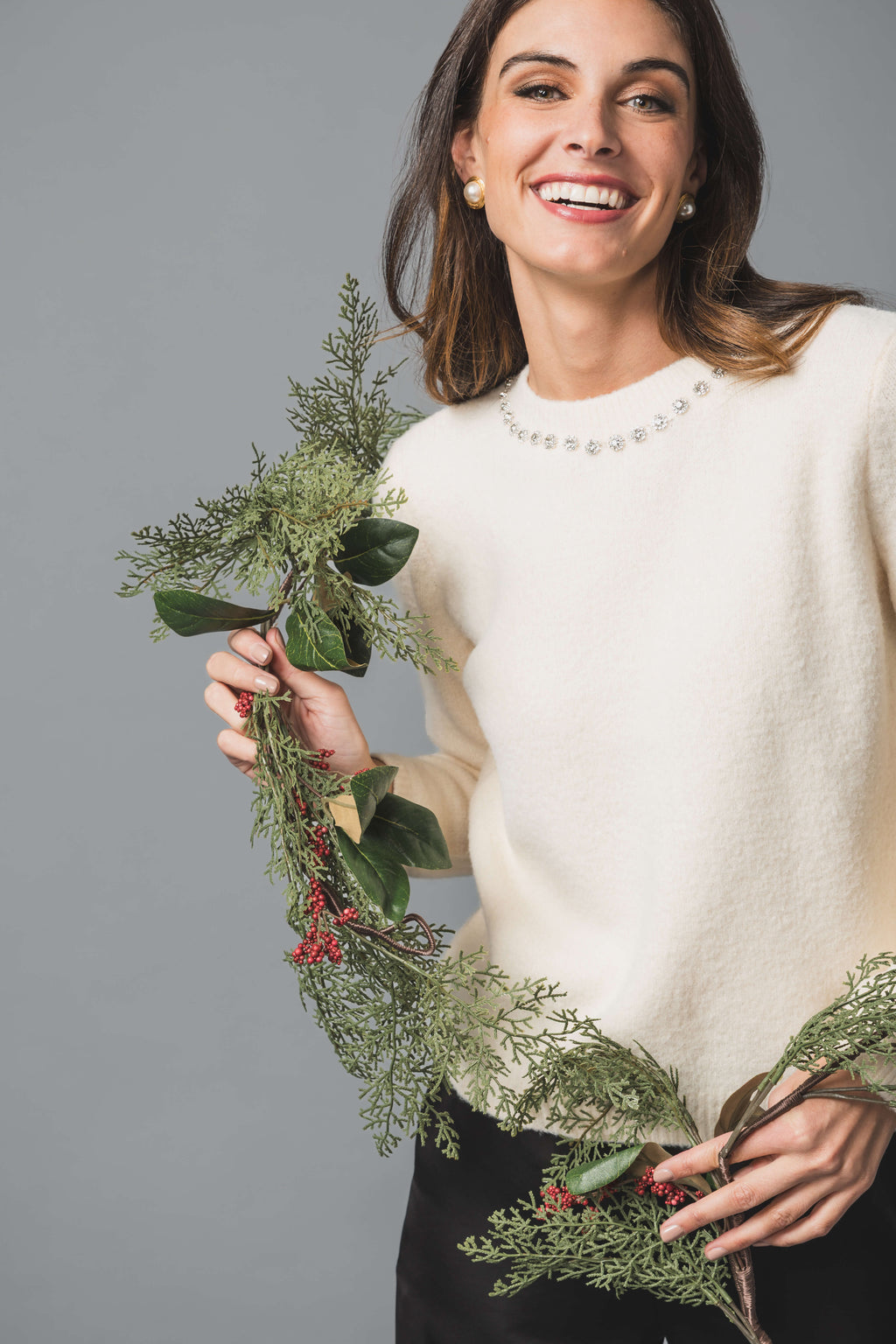 Hem & Thread Jewel Neck Sweater