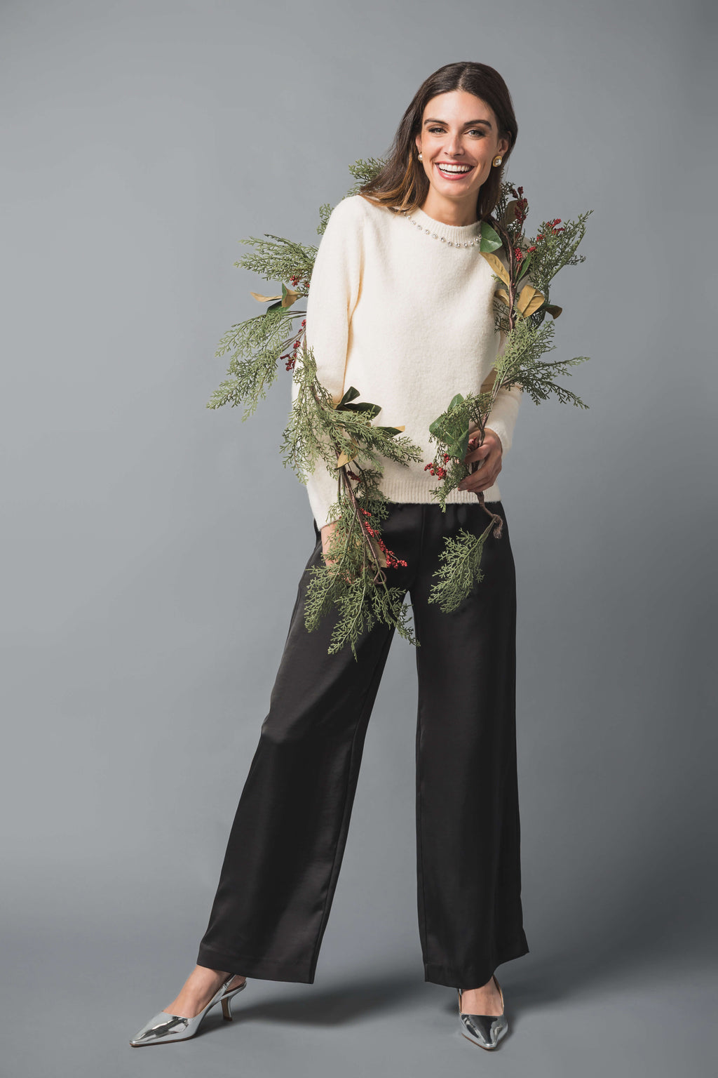 Hem & Thread Jewel Neck Sweater