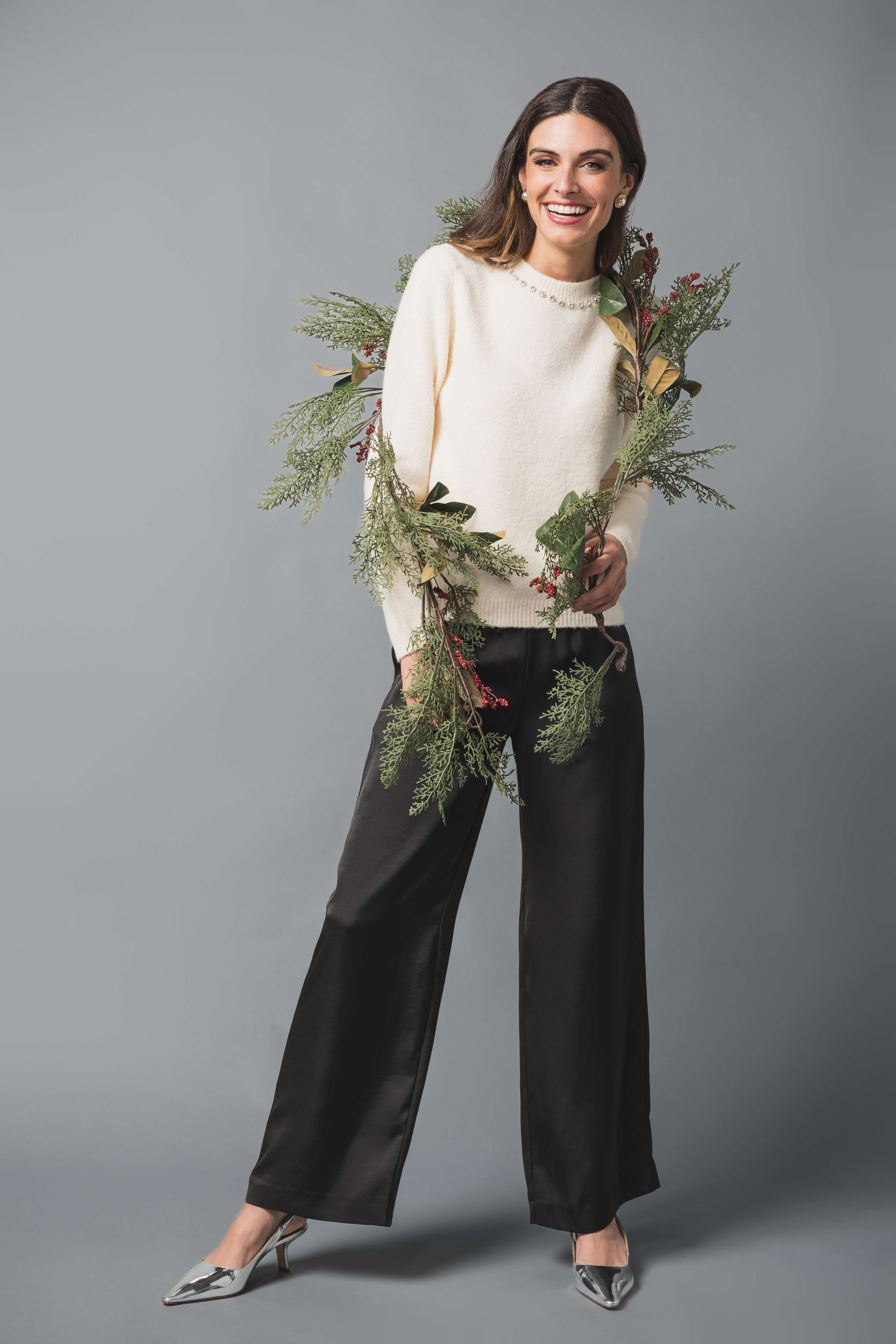 Hem & Thread Jewel Neck Sweater