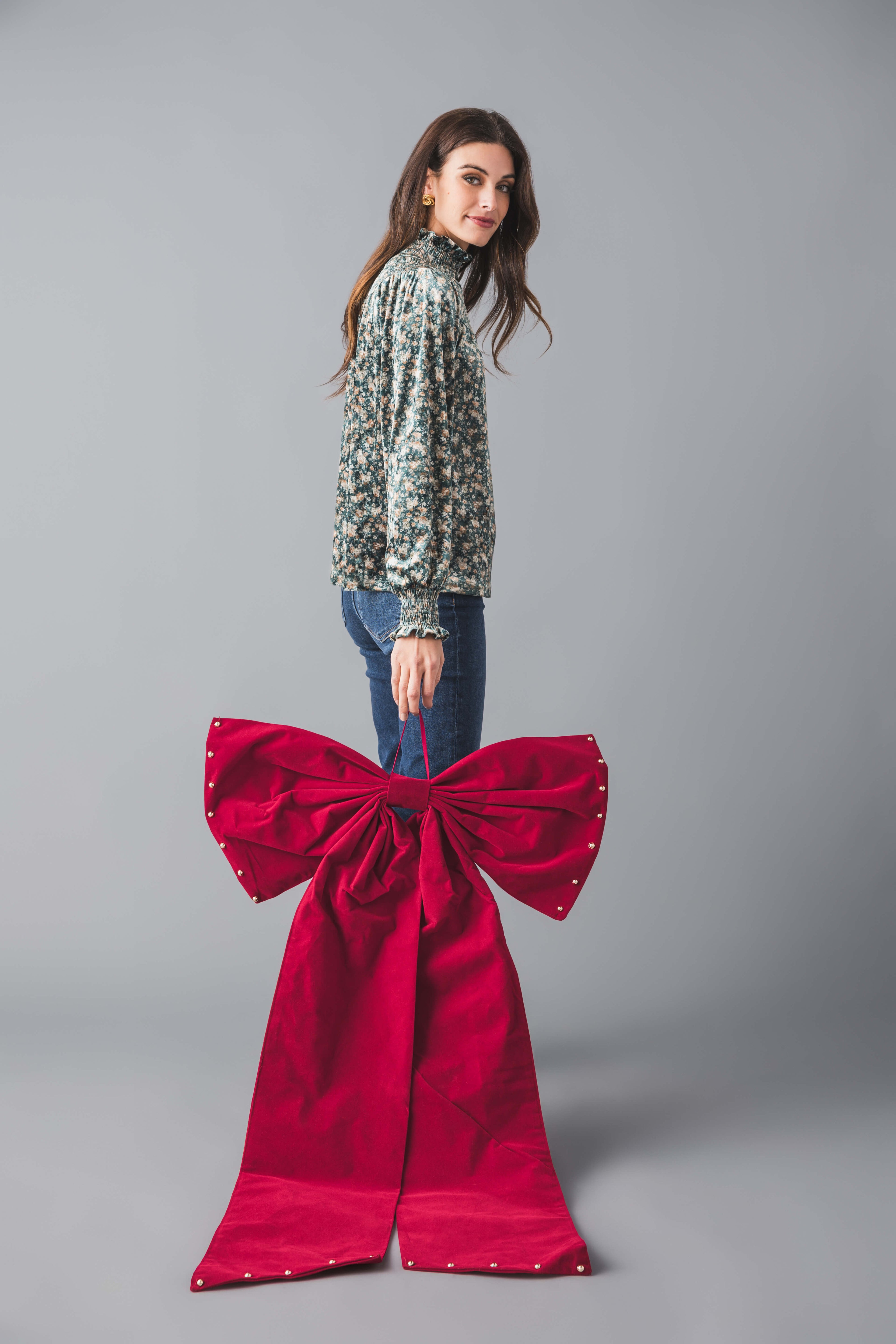 Fate Floral Smocked Velvet Top