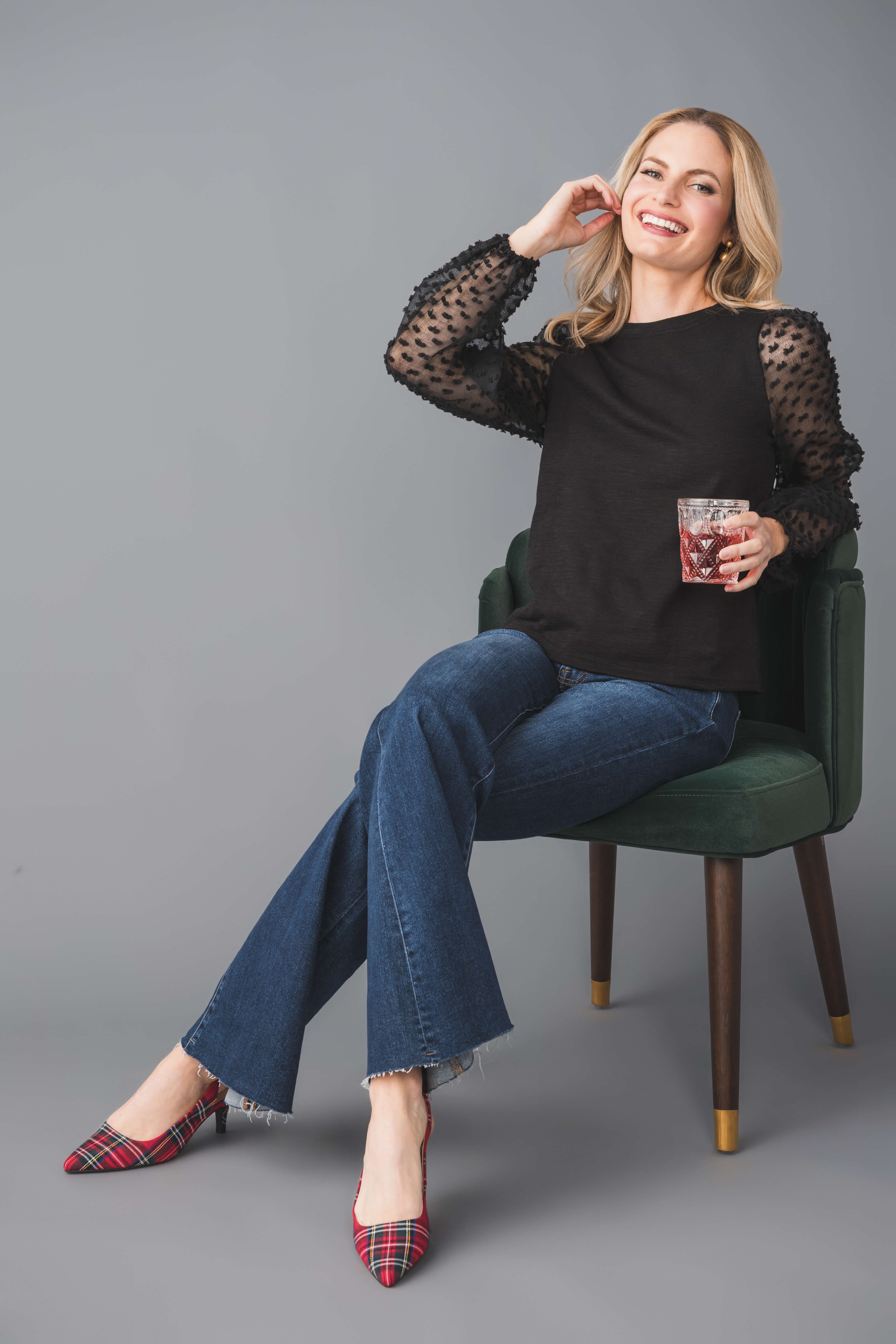 Fate Dot Sheer Sleeve Top