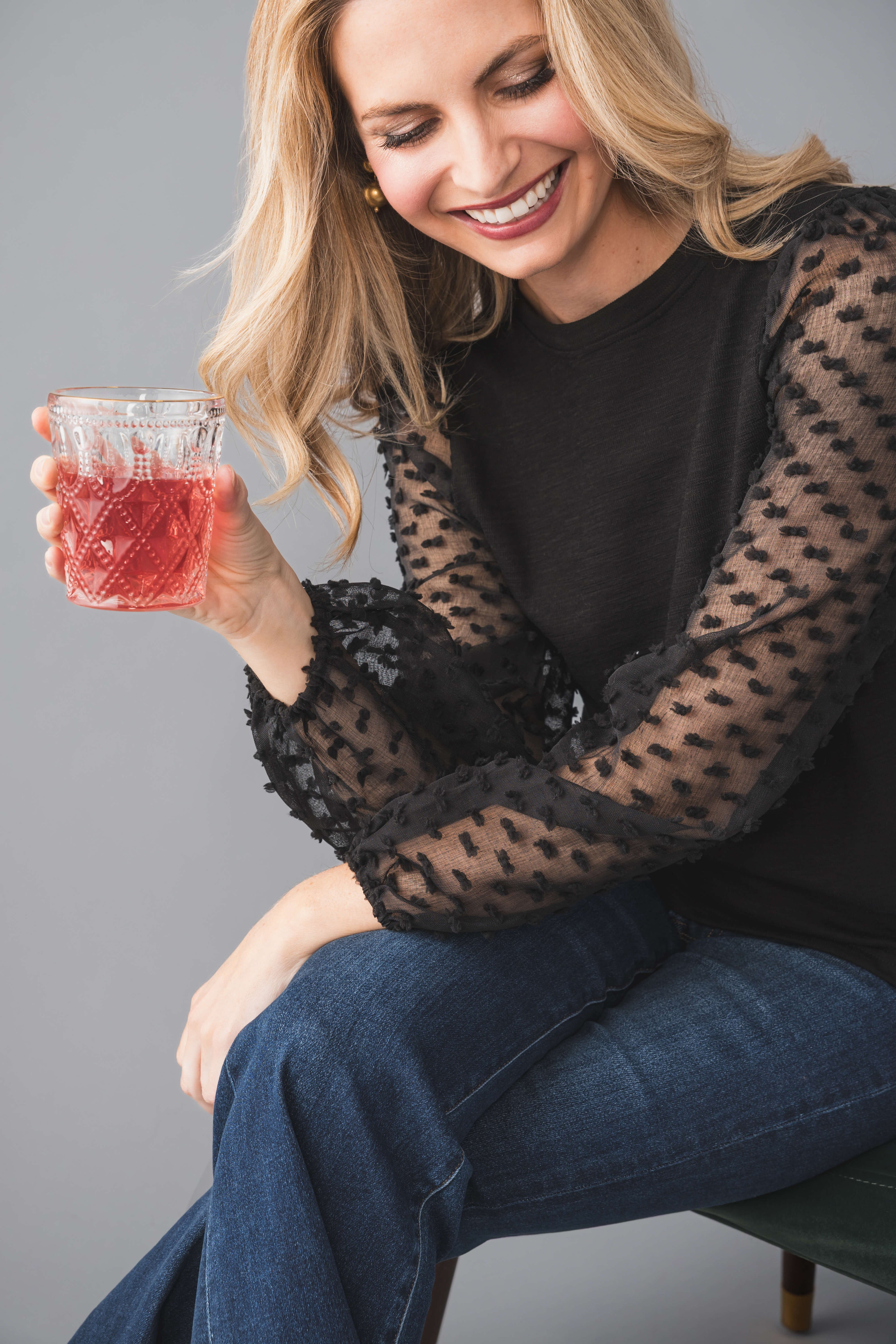 Fate Dot Sheer Sleeve Top