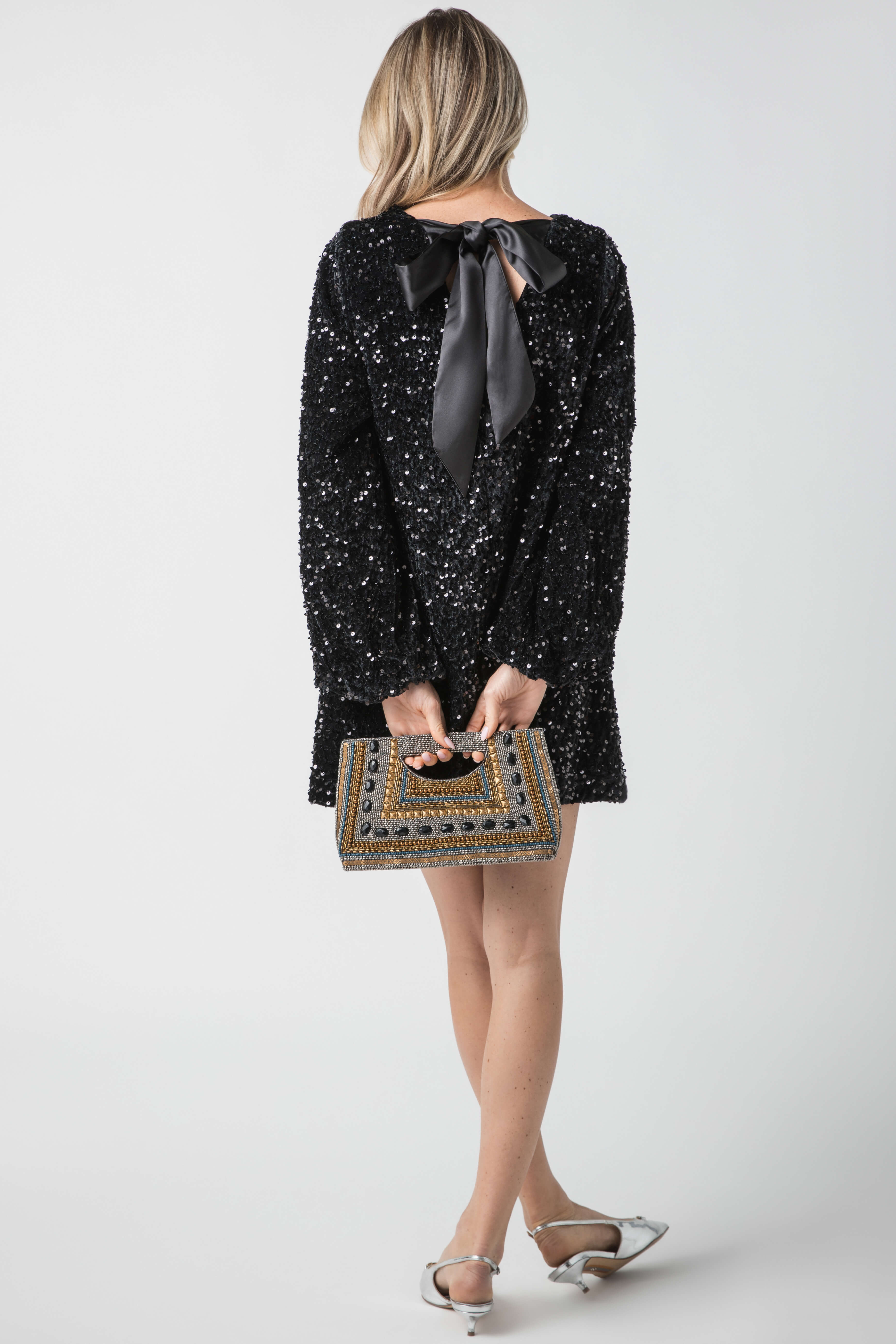 Pinch Sequin Bow Dress