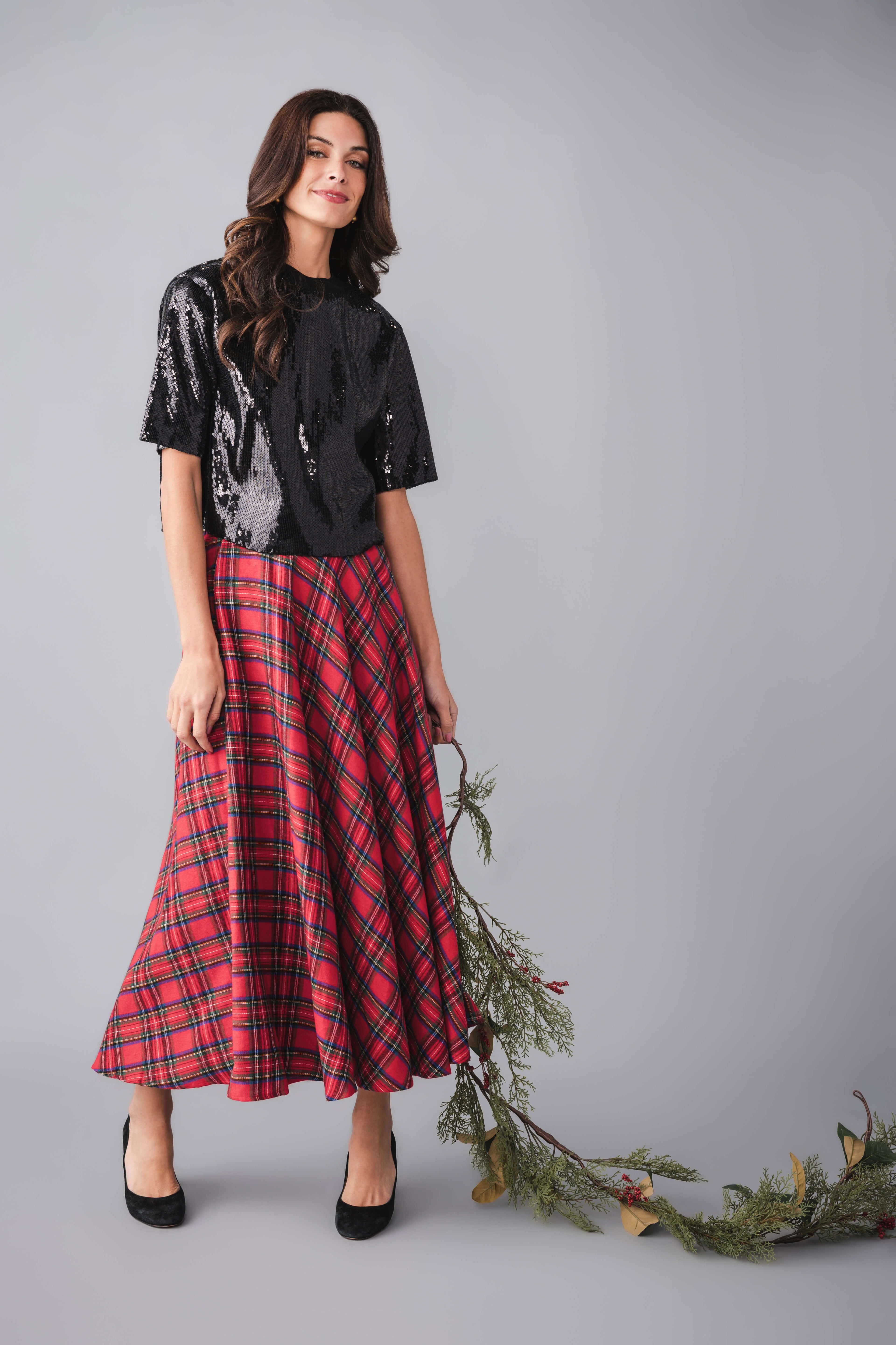 Lalavon Plaid Maxi Skirt