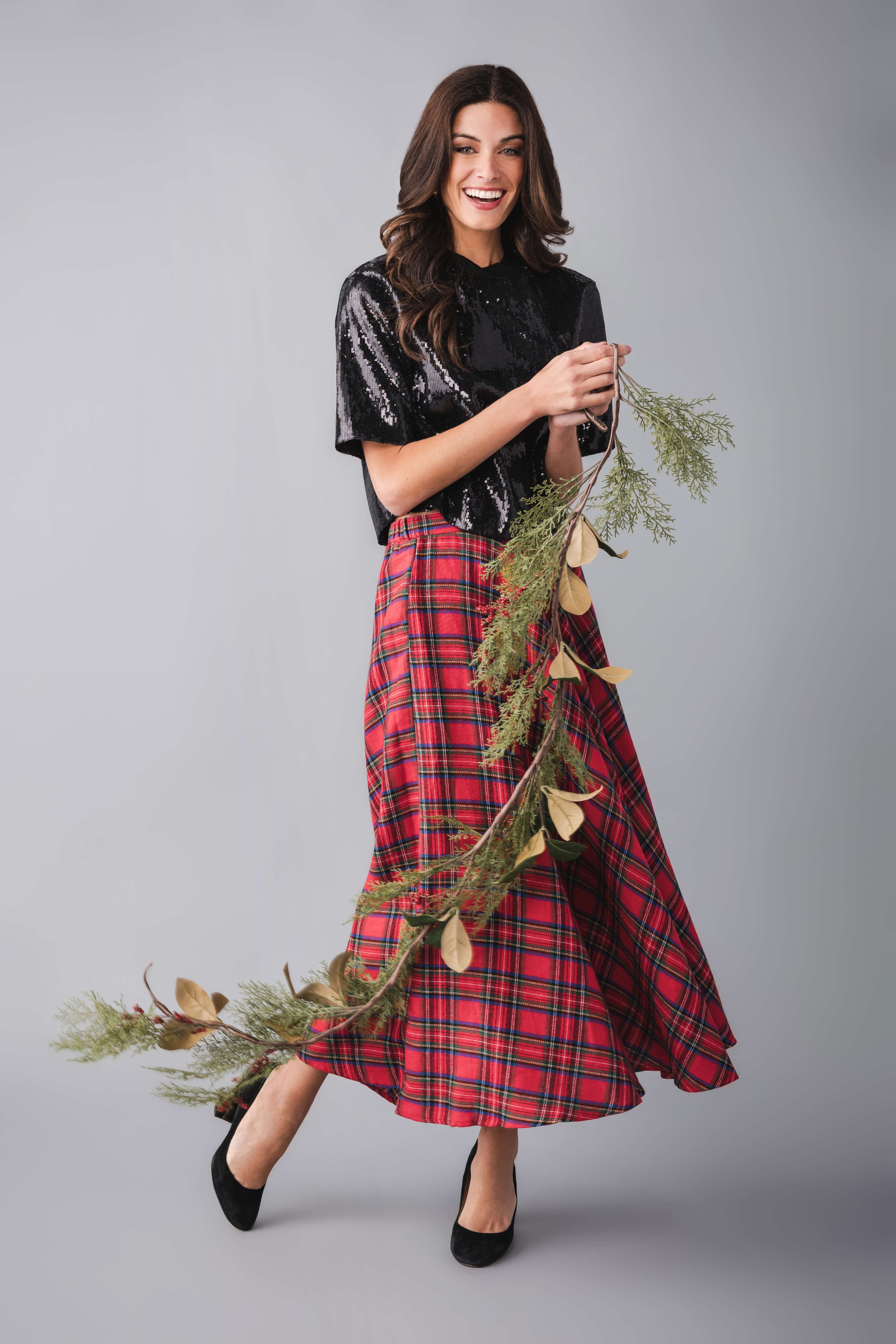Lalavon Plaid Maxi Skirt