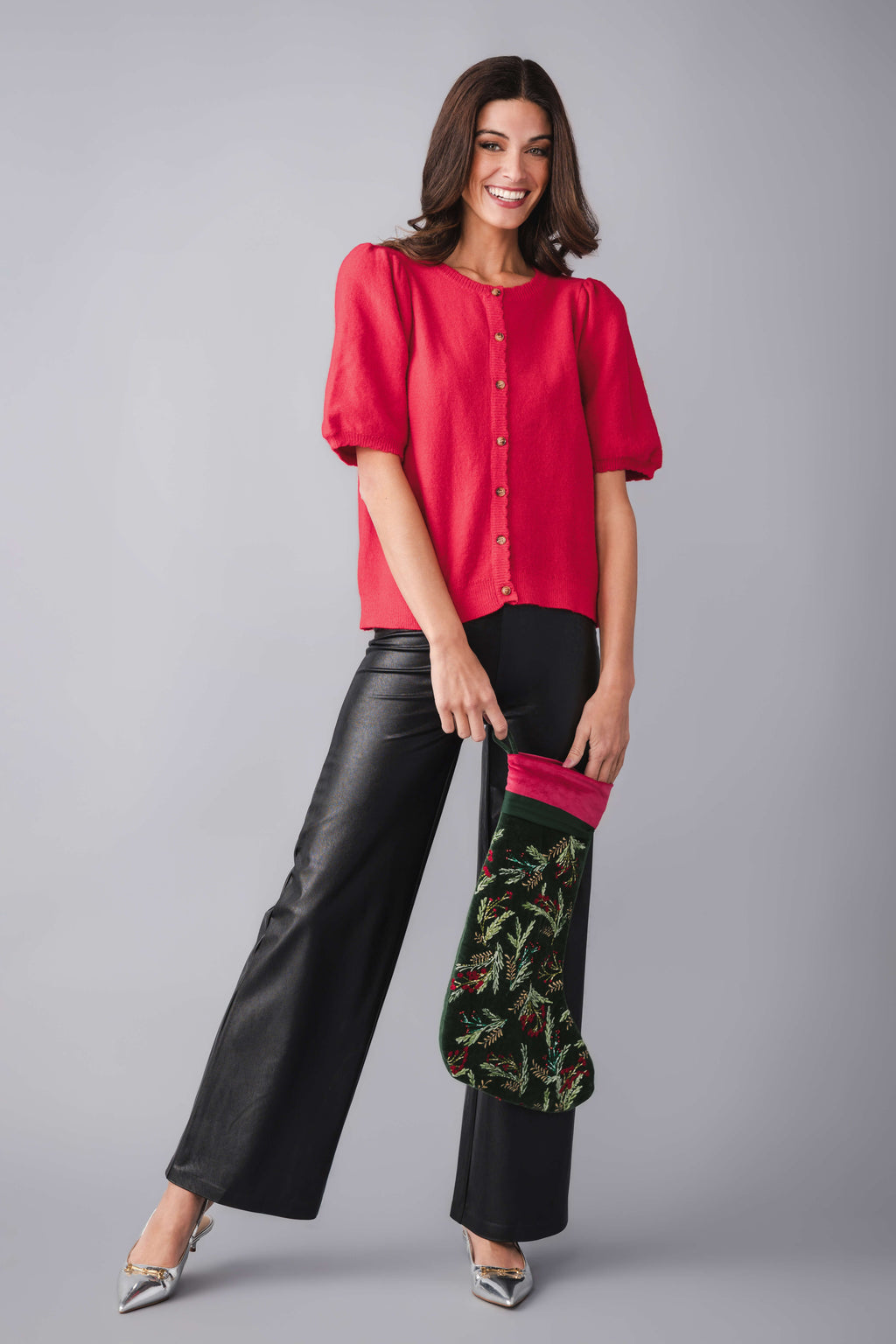 Wishlist Puff Sleeve Button-up Sweater Cardigan