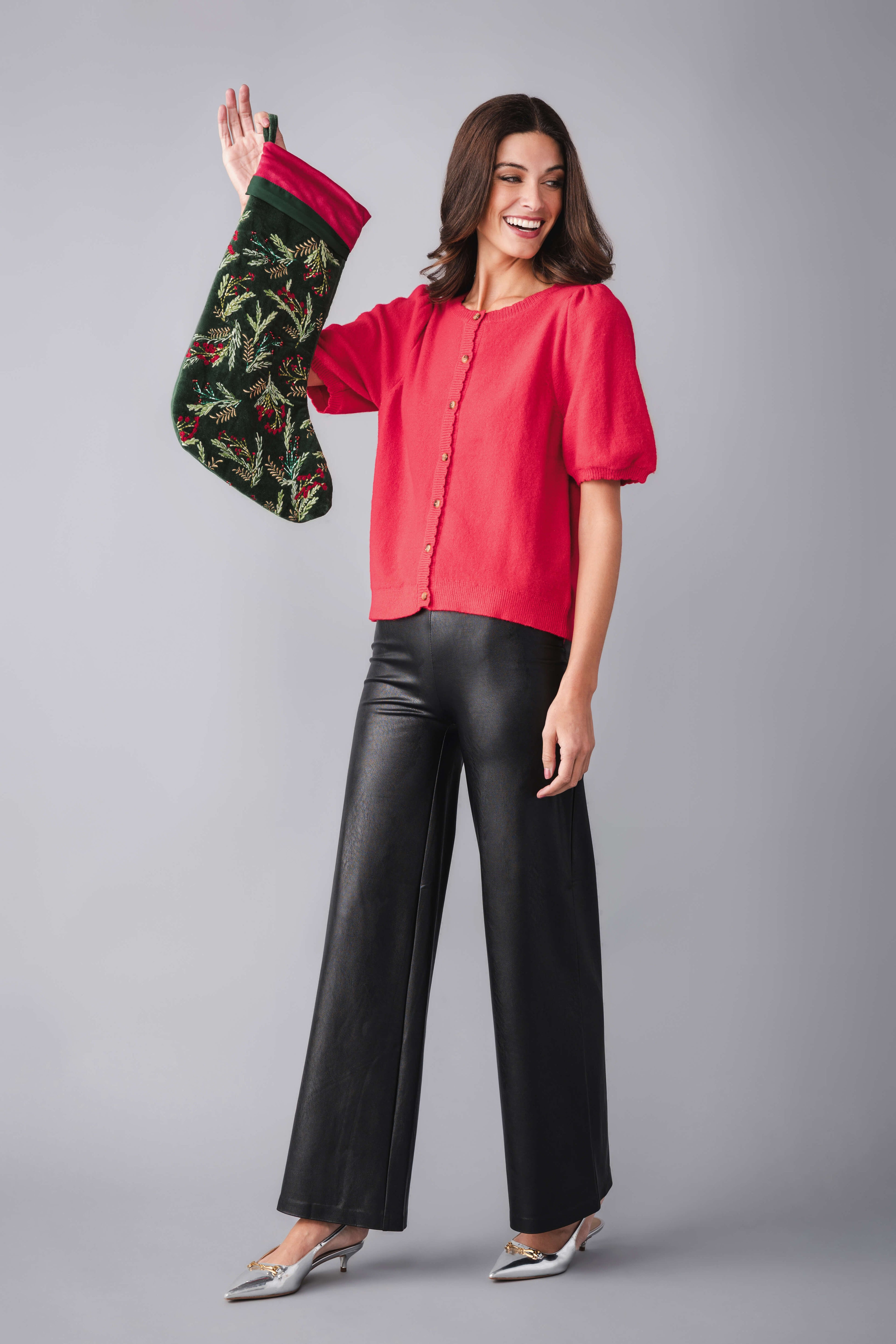 Wishlist Puff Sleeve Button-up Sweater Cardigan