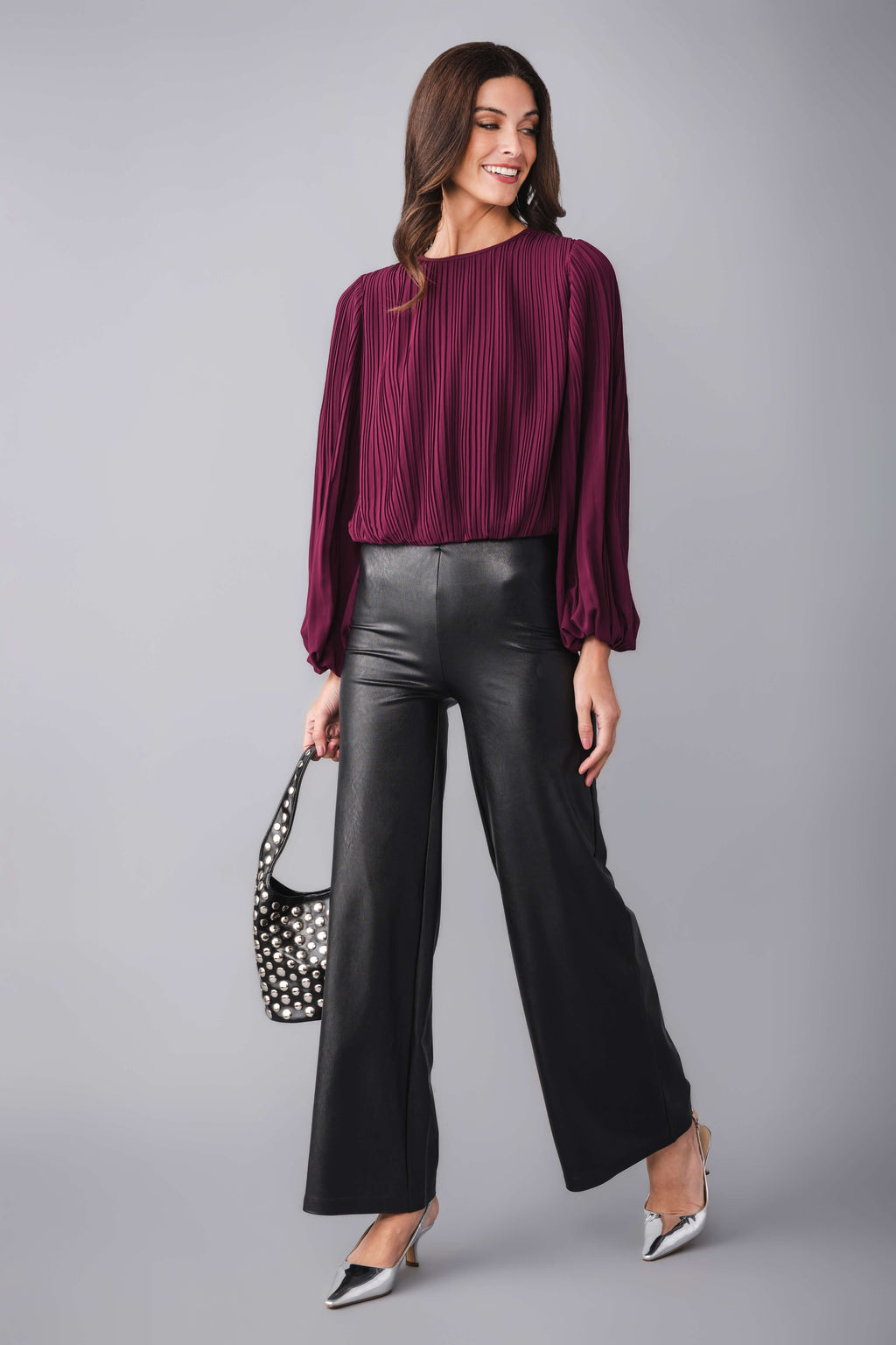 Pinch Pleated Bubble Hem Top