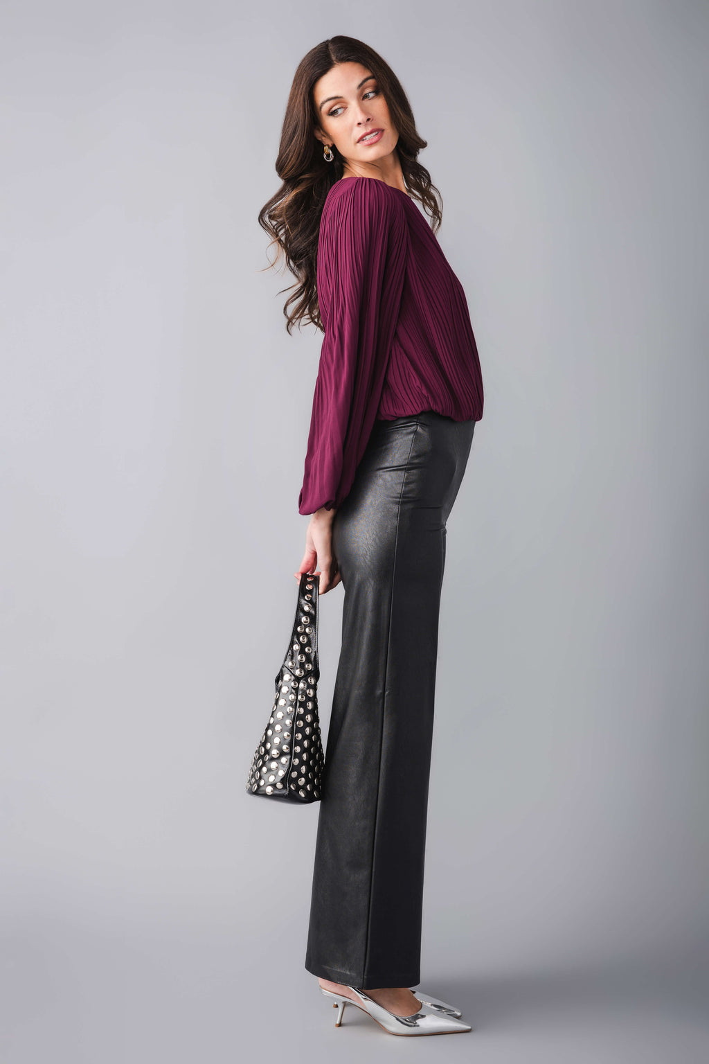 Pinch Pleated Bubble Hem Top