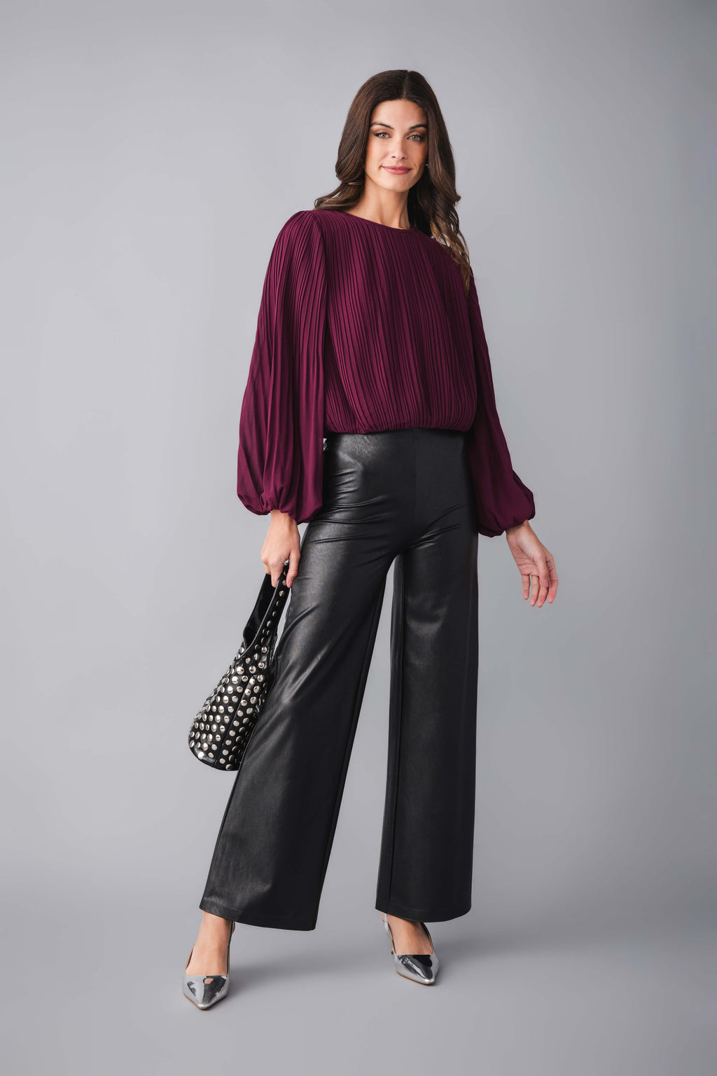 Pinch Pleated Bubble Hem Top