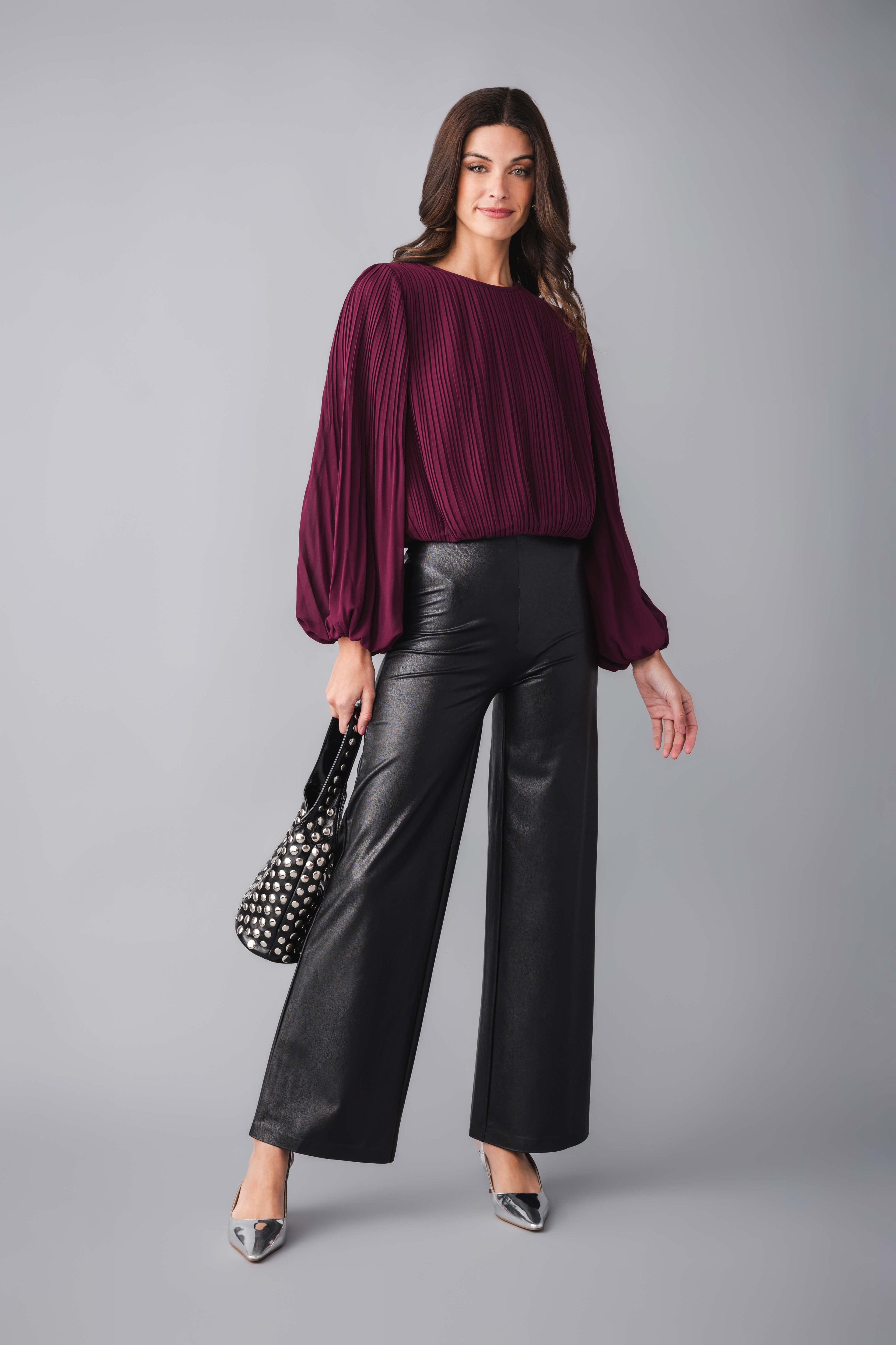 Pinch Pleated Bubble Hem Top