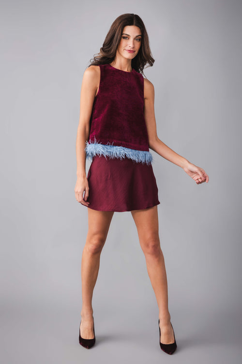 THML Solid Feather Trim Top
