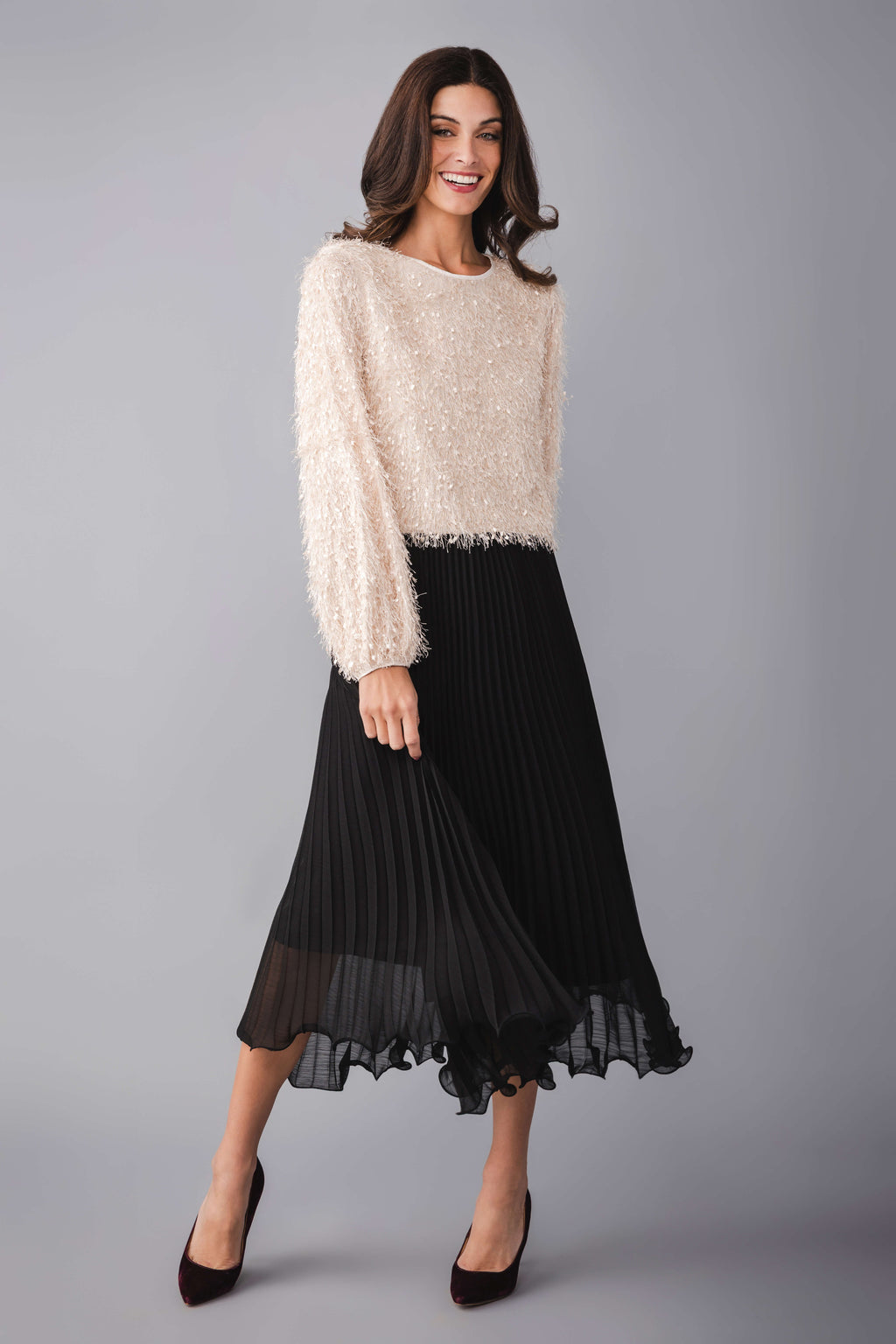En Creme Fringe Top