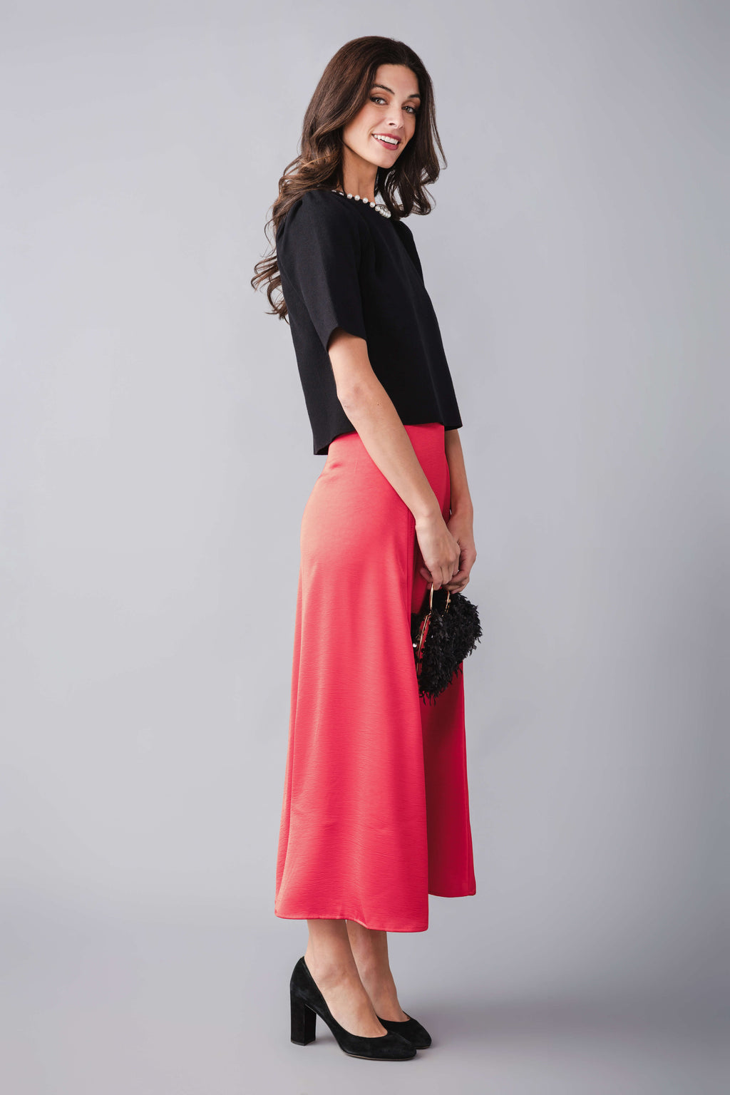 THML Pearl Neck Line Cropped Top