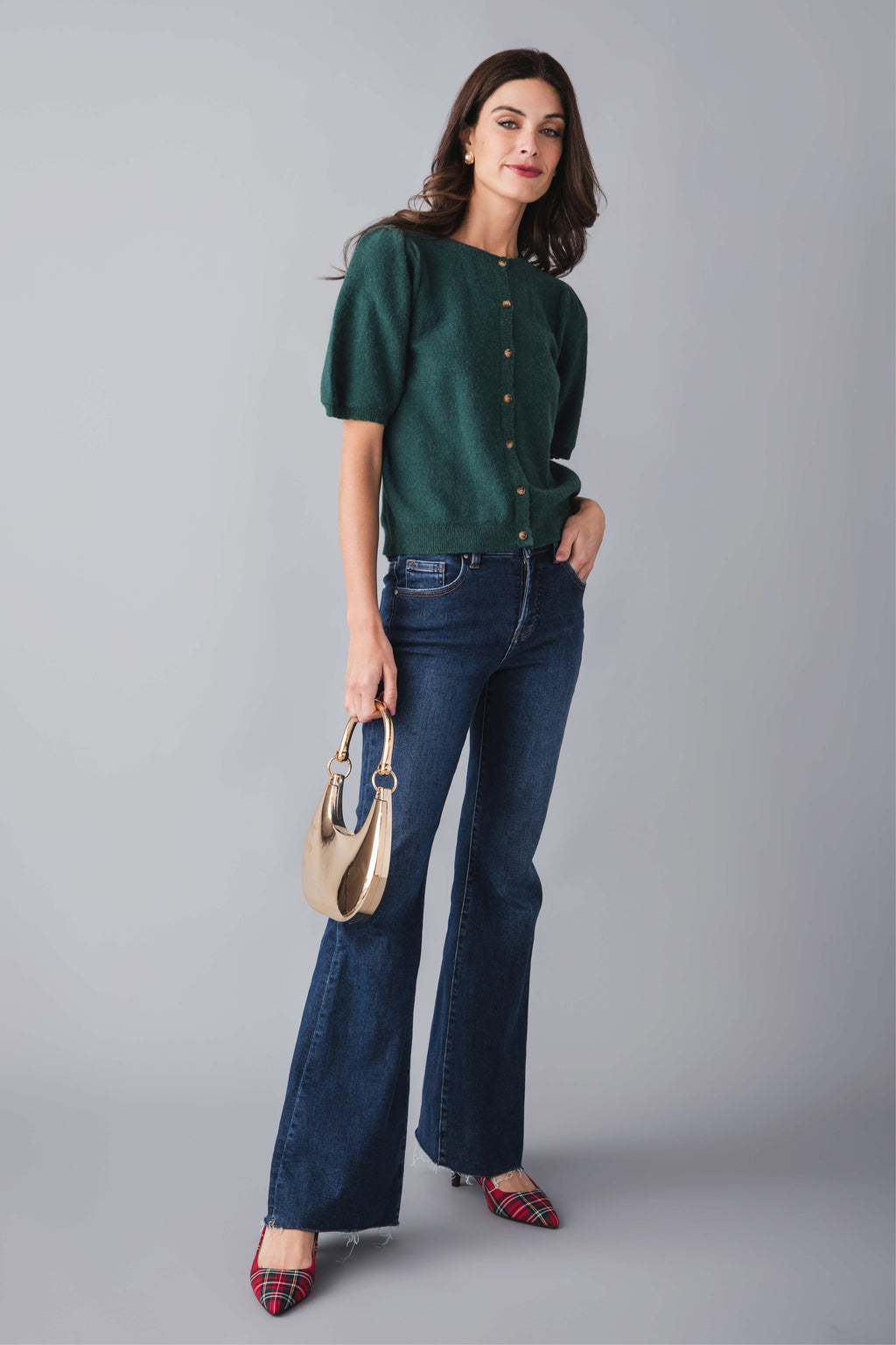 Wishlist Puff Sleeve Button-up Sweater Cardigan