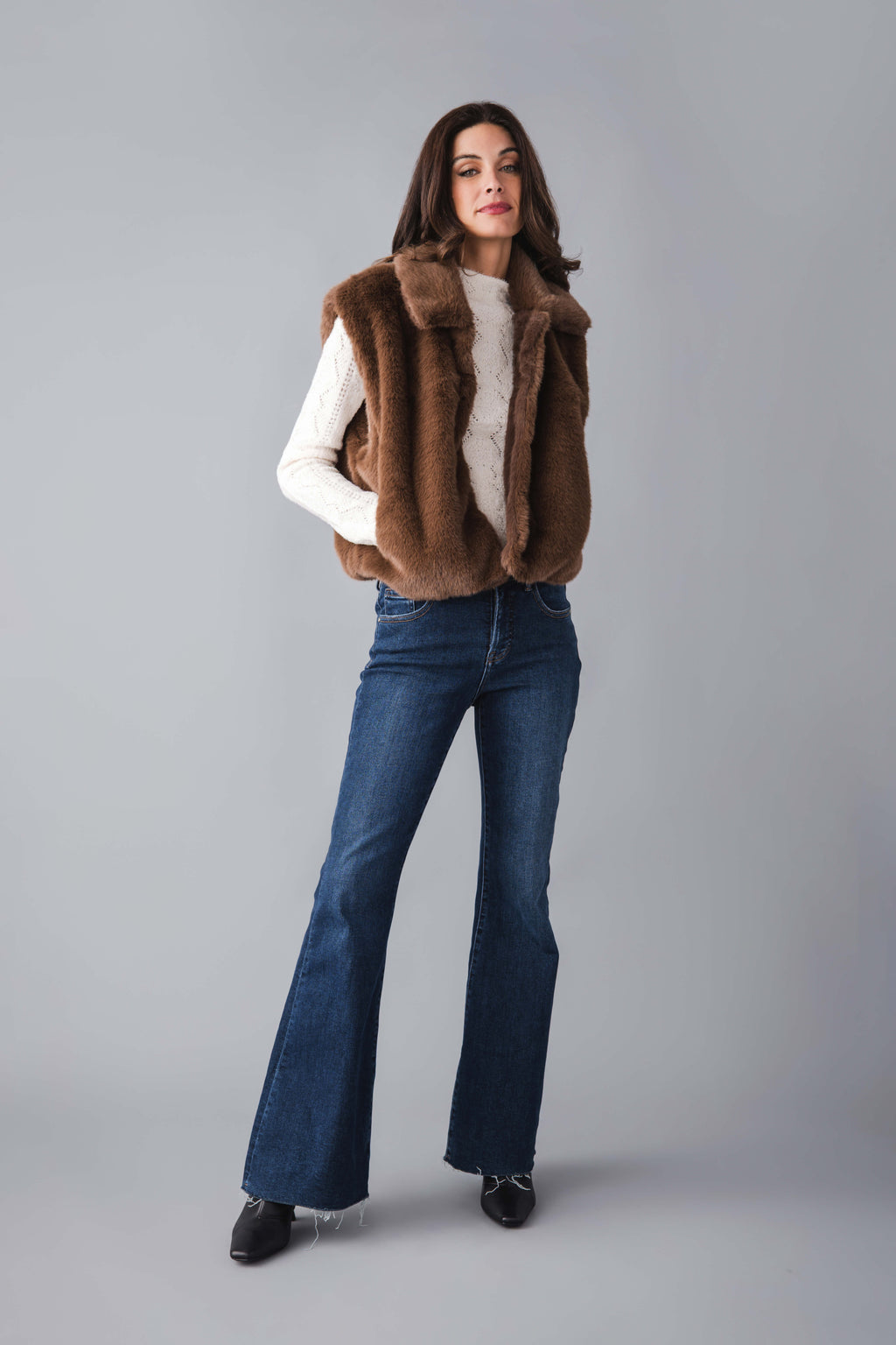 Dress Forum Collared Faux Fur Vest