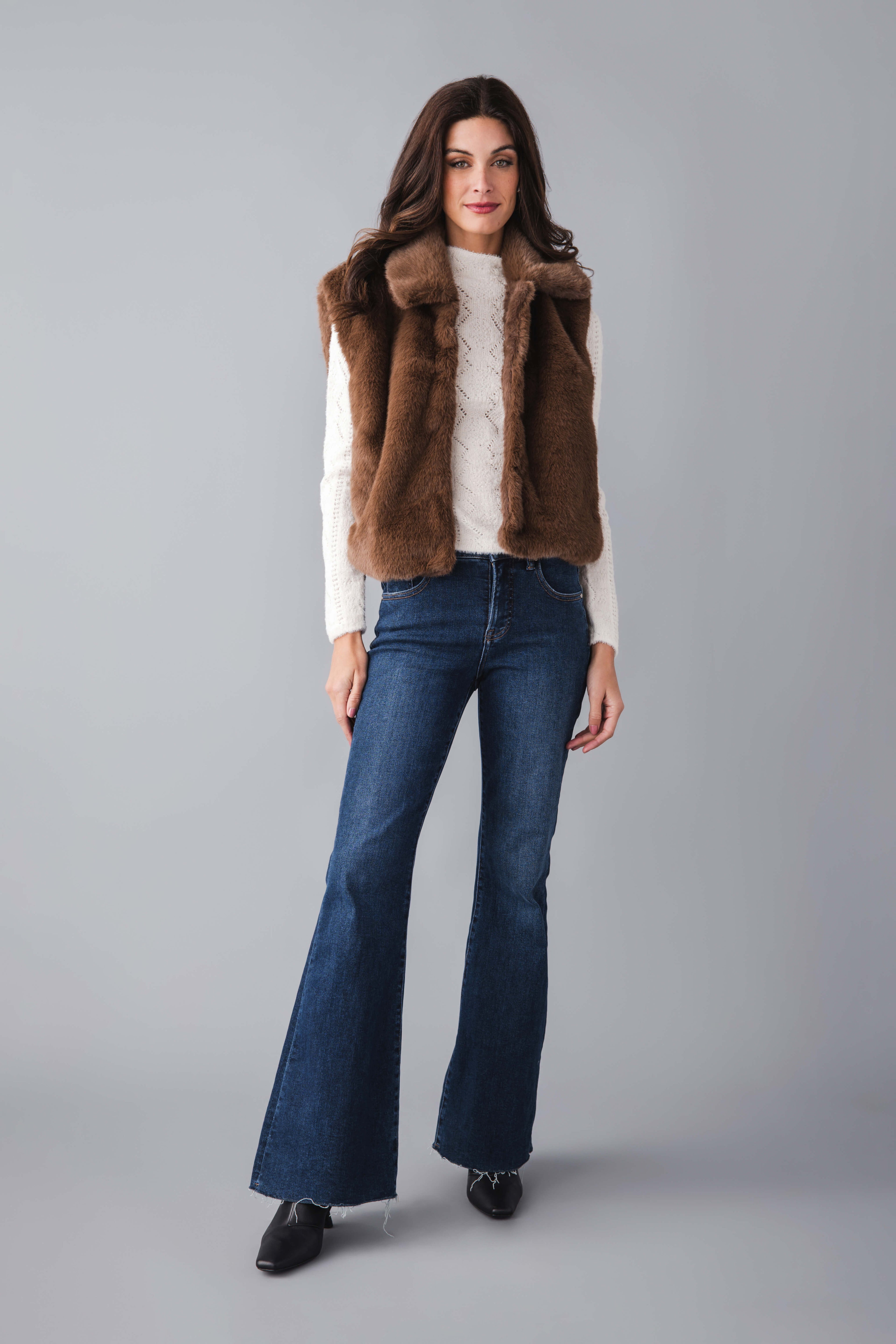Dress Forum Collared Faux Fur Vest