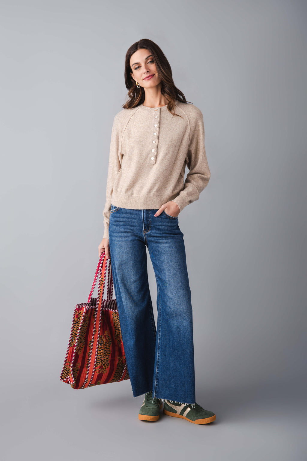 Blu Ivy Half-button Henley Knit Sweater