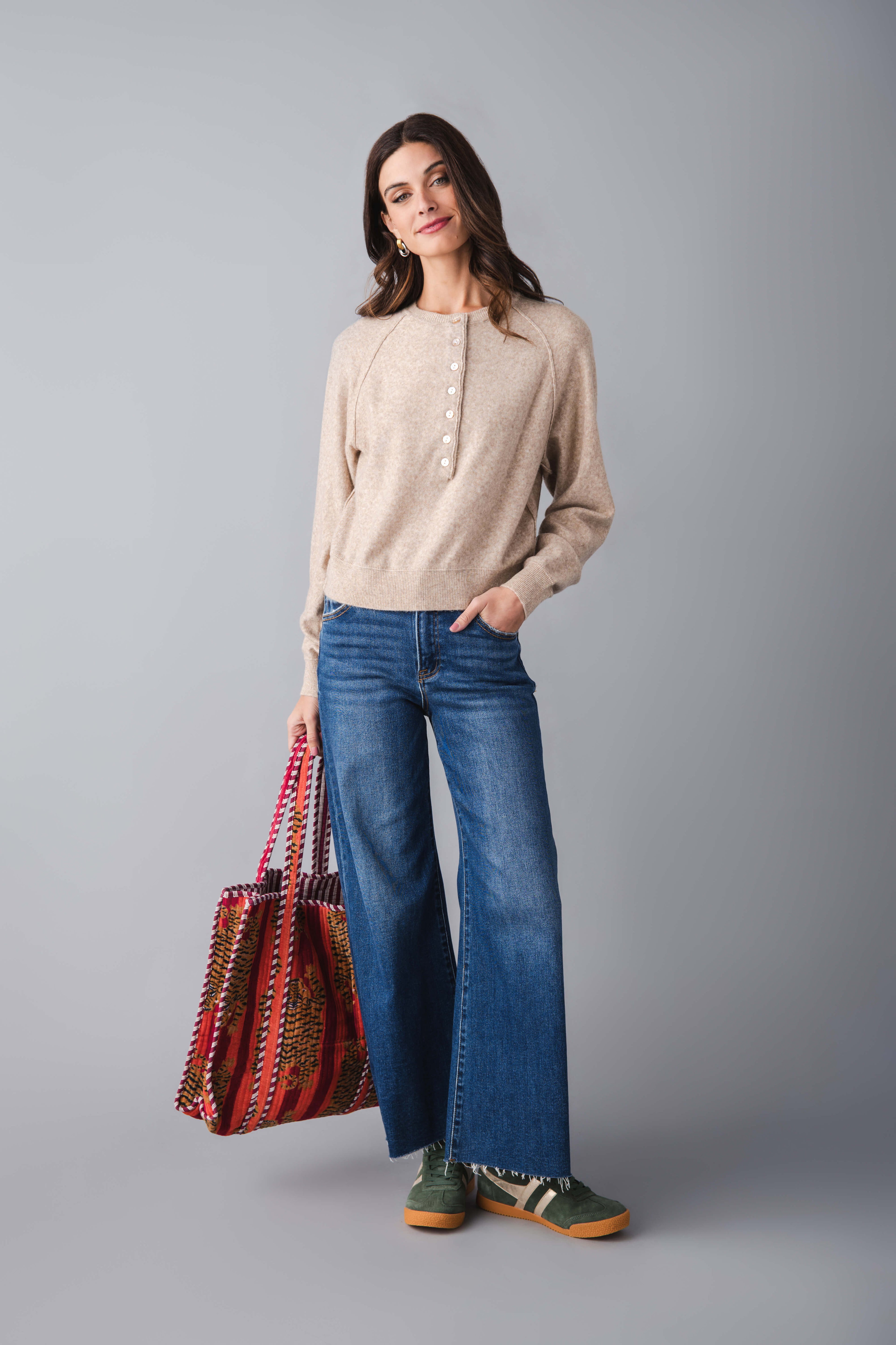 Blu Ivy Half-button Henley Knit Sweater