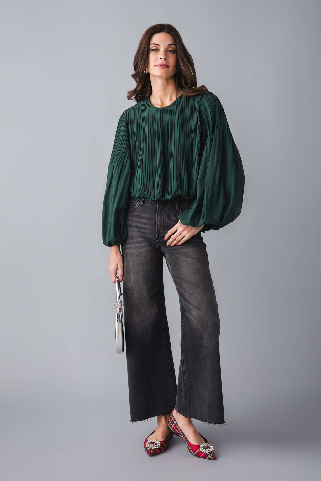 Pinch Pleated Bubble Hem Top