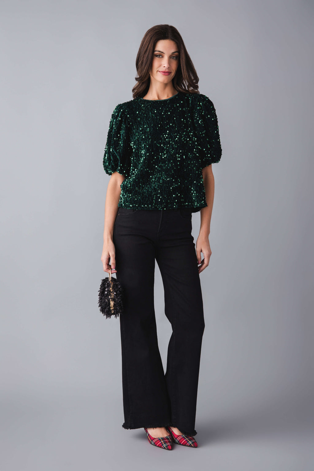 Vine & Love Sparkling Sequin Velvet Top